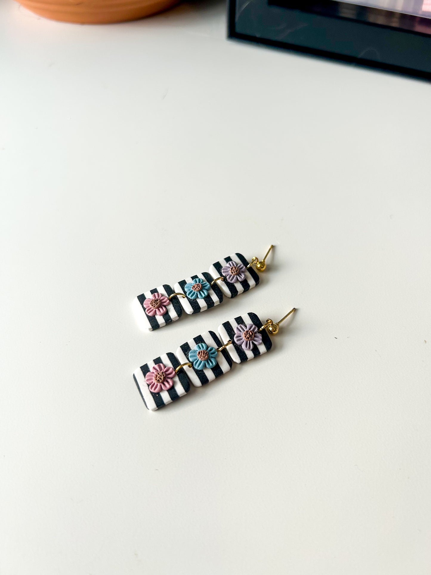 Striped Triple Flower Dangles