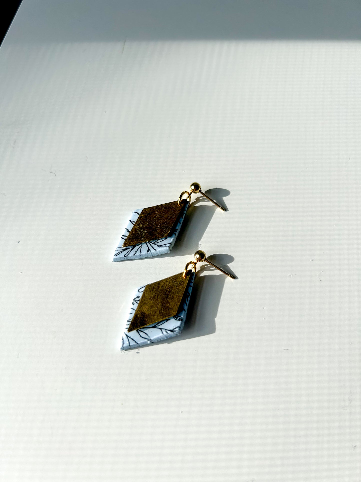 Blue Floral Diamond Charm Dangles