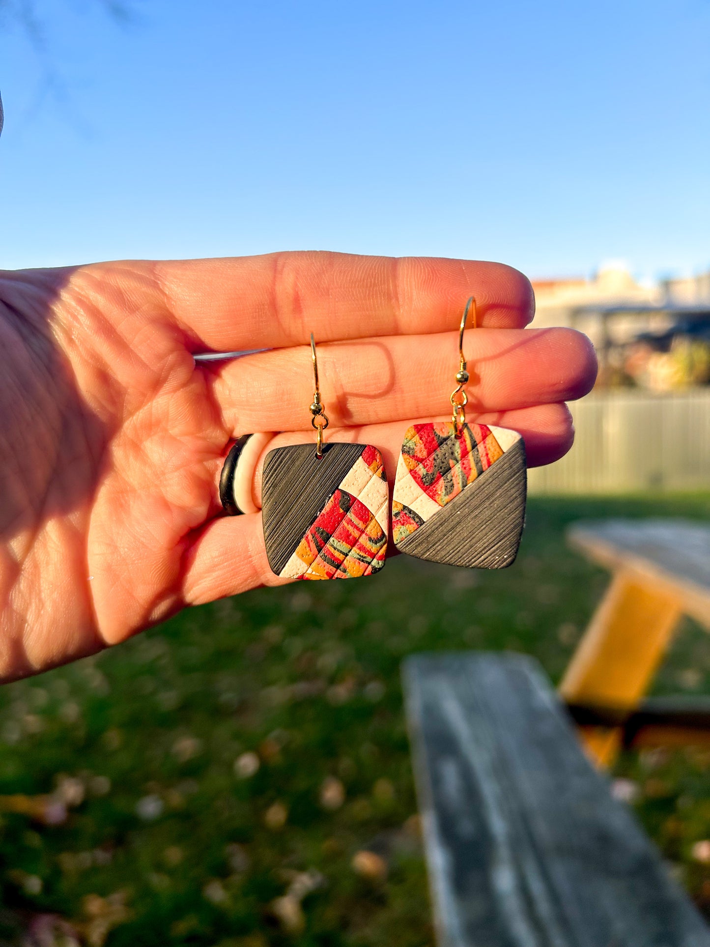 Checker and Swirl Square Dangles