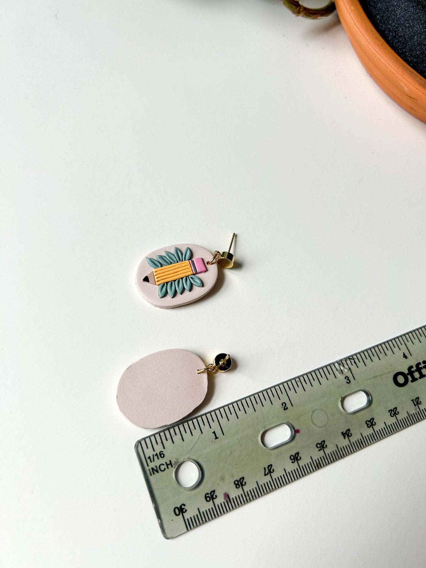 Pencil and Greenery Dangles