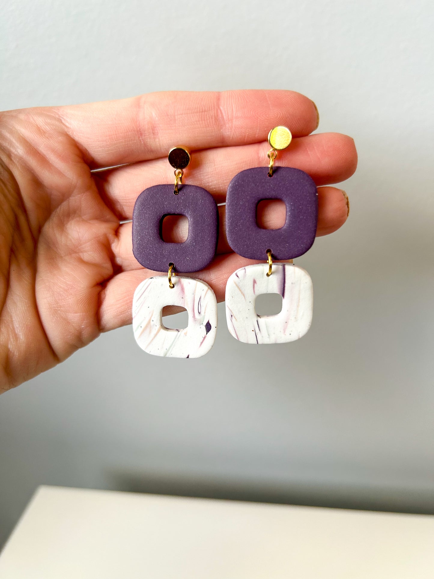 Purple Marble Donut Dangles