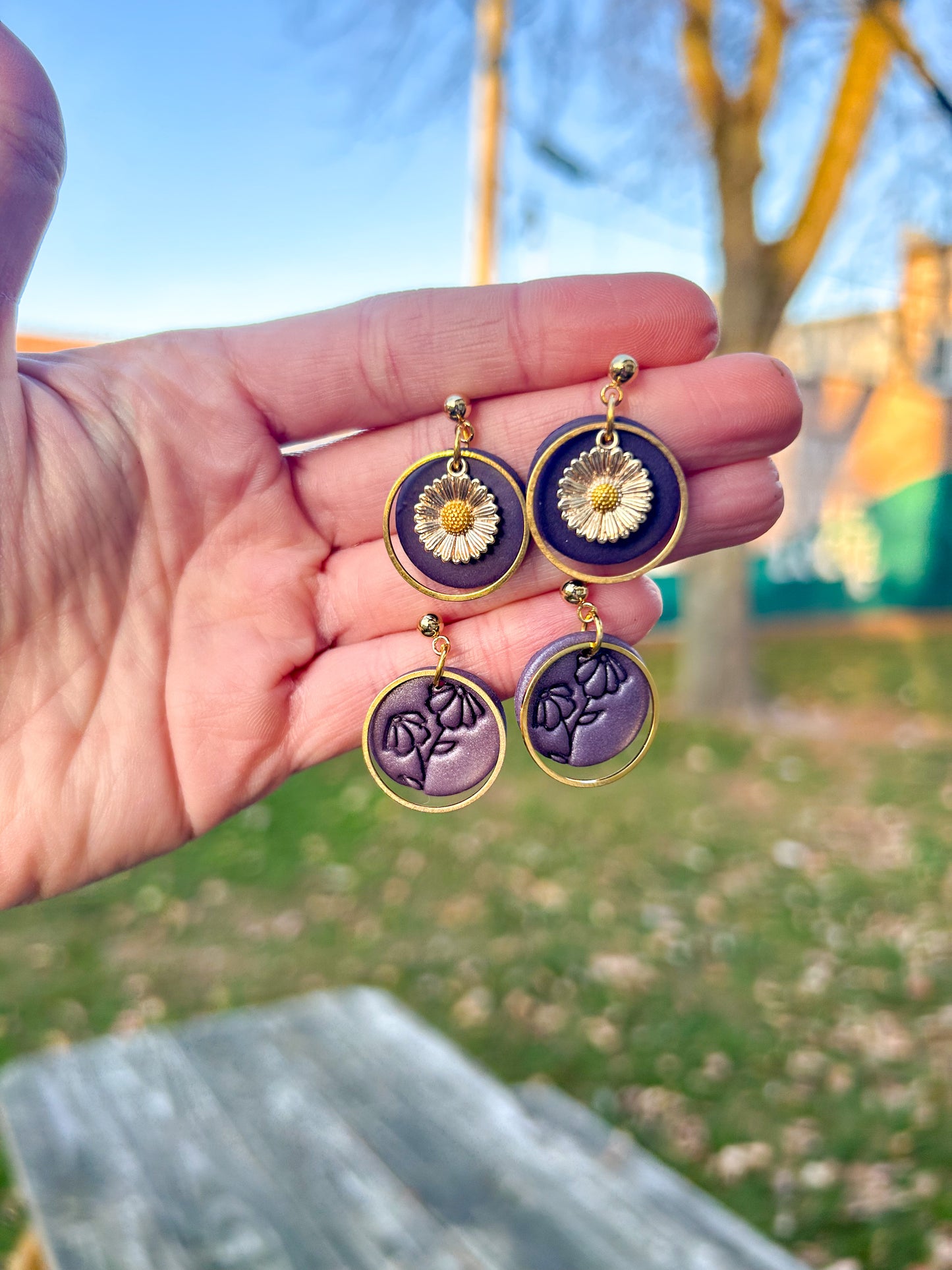 Purple Daisy Mini Dangles