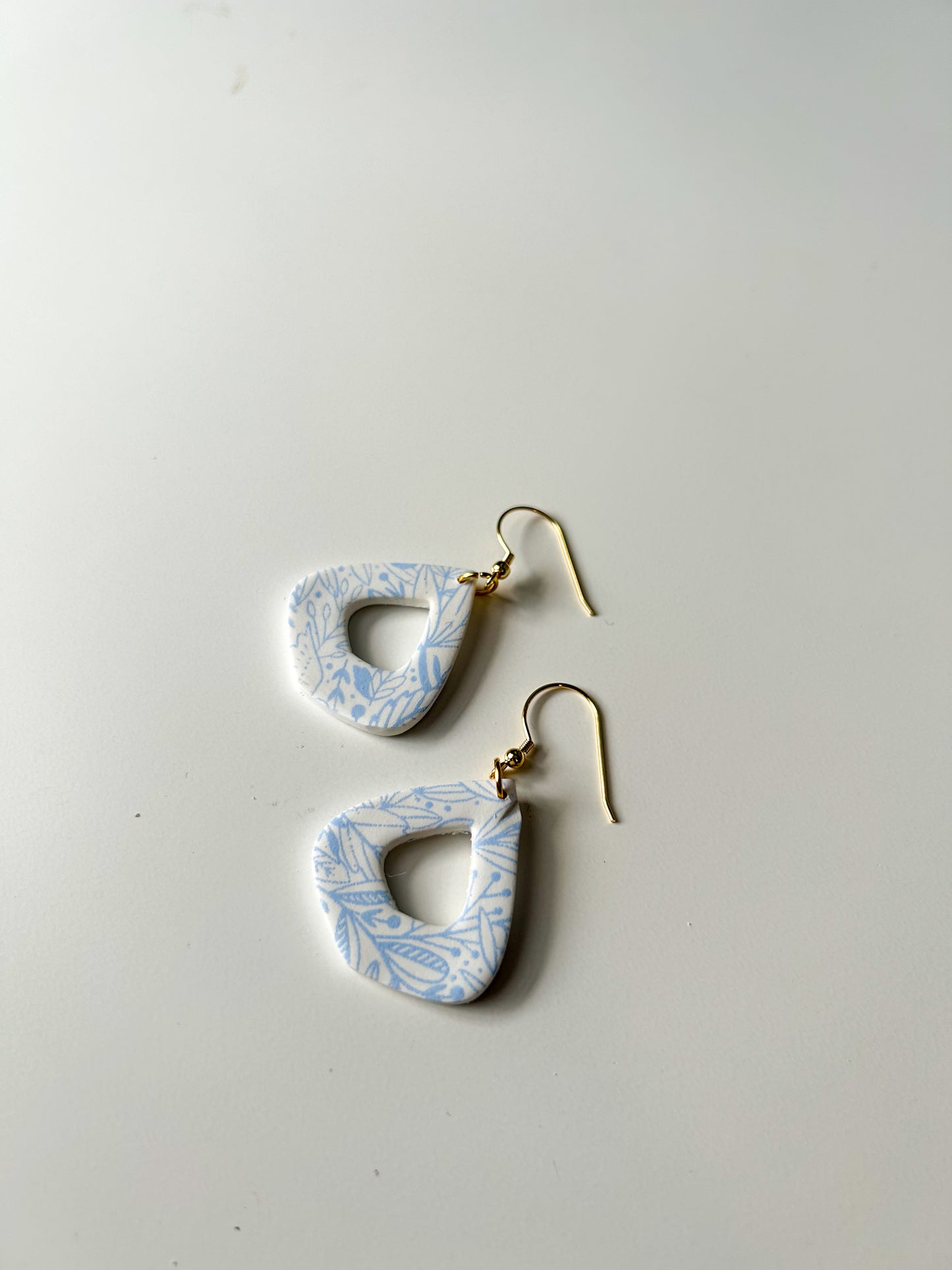 Blue Floral Donut Teardrop Dangles