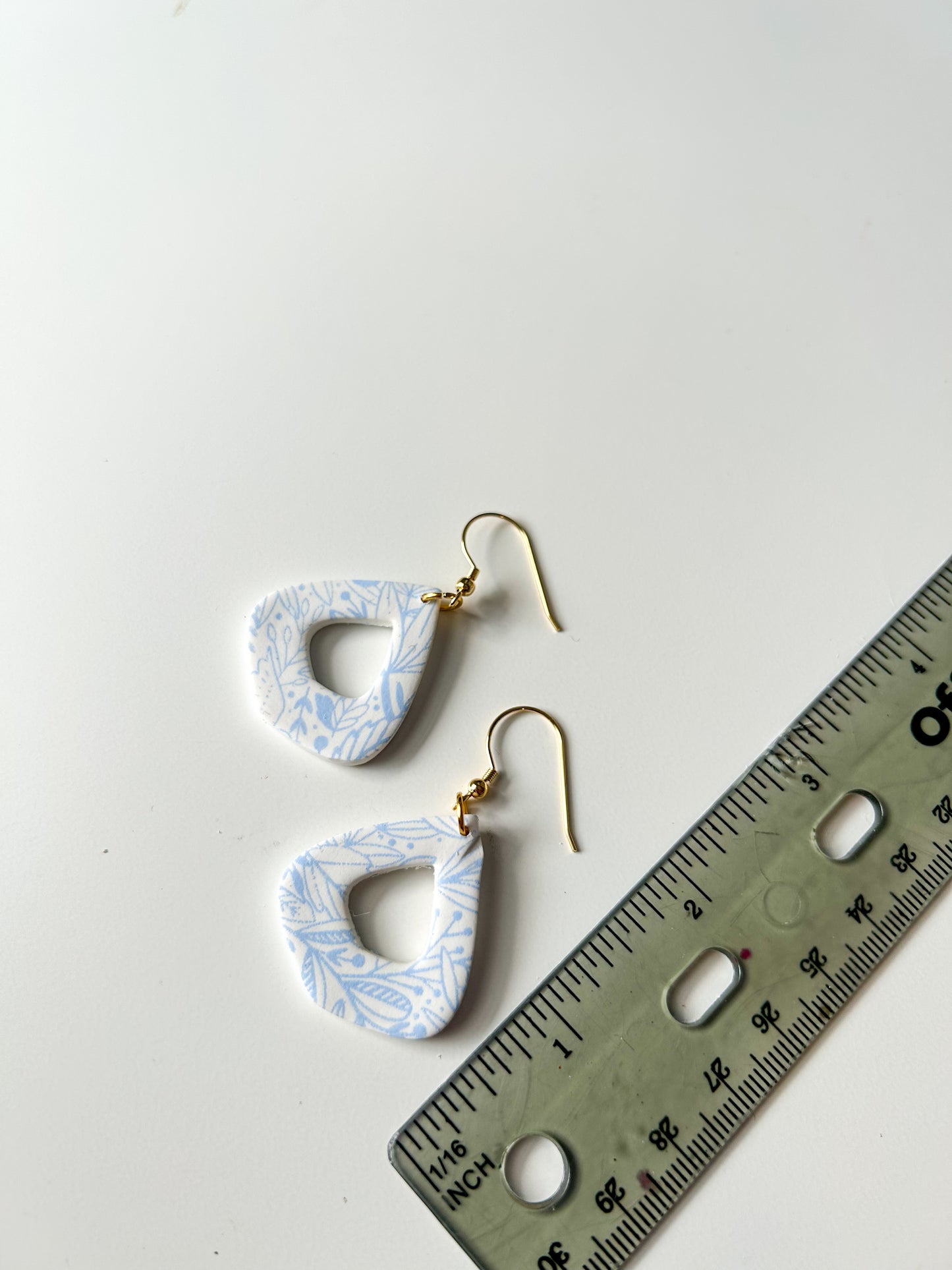 Blue Floral Donut Teardrop Dangles