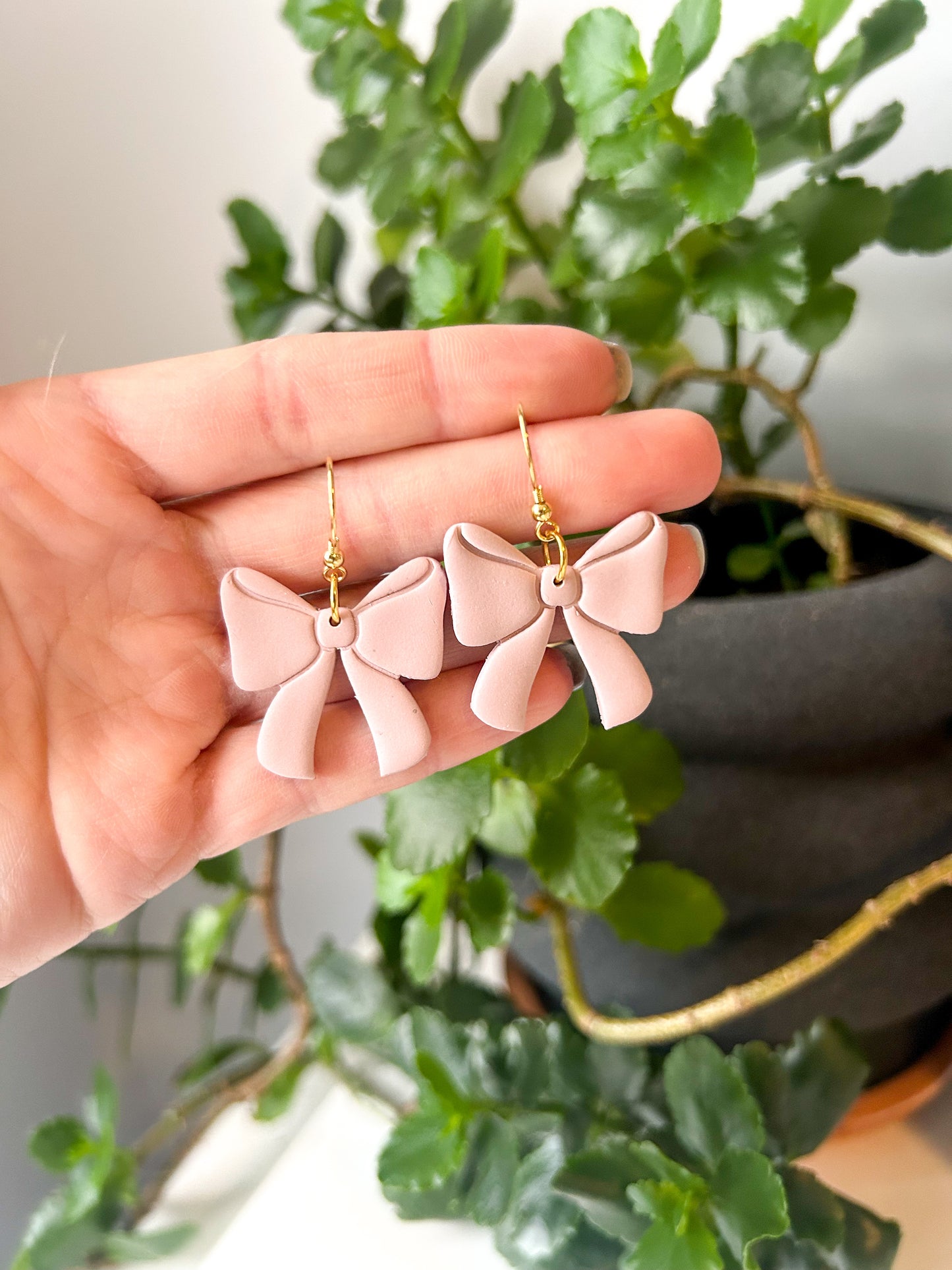 Mauve Bow Dangles
