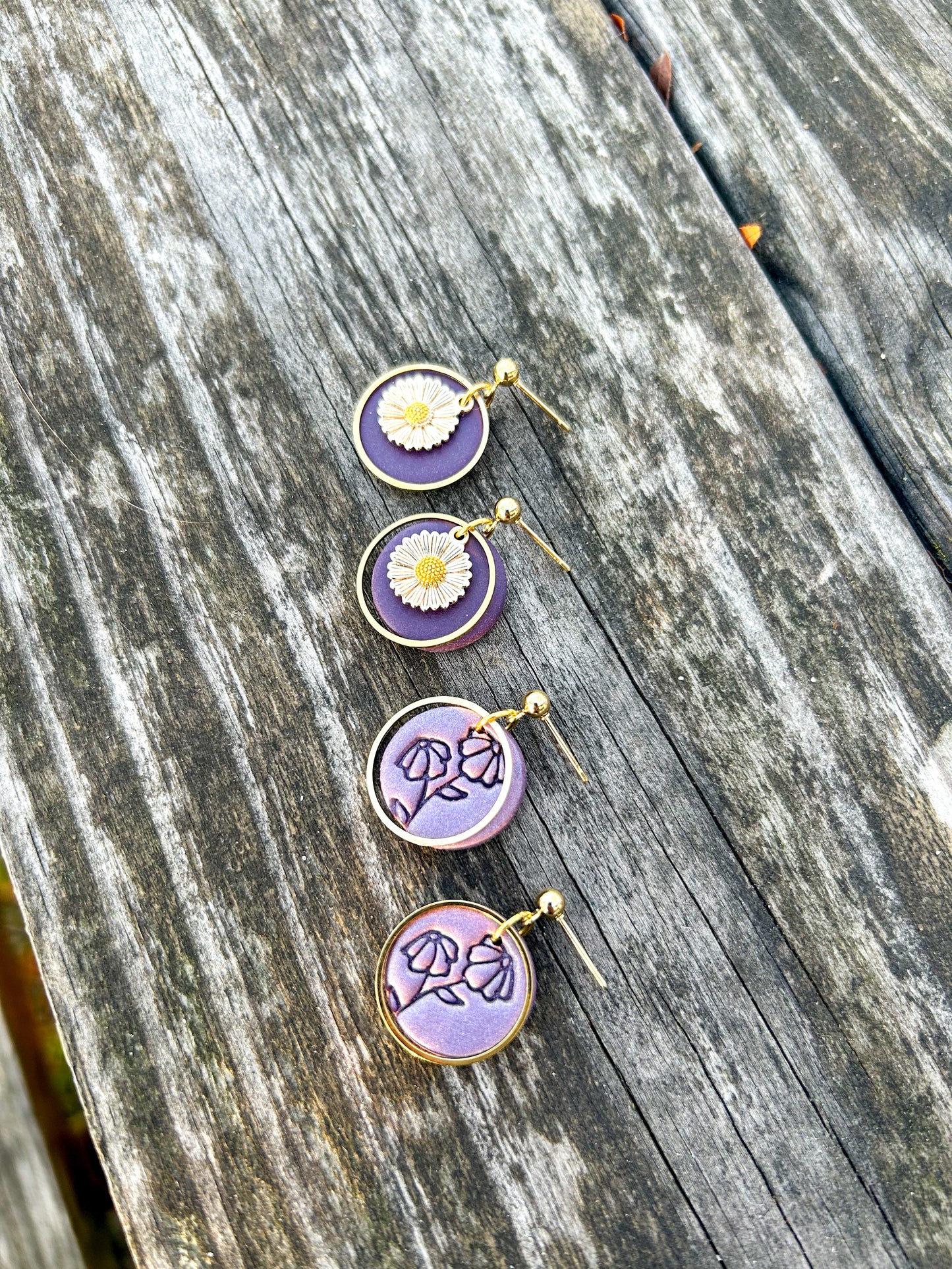 Purple Daisy Mini Dangles
