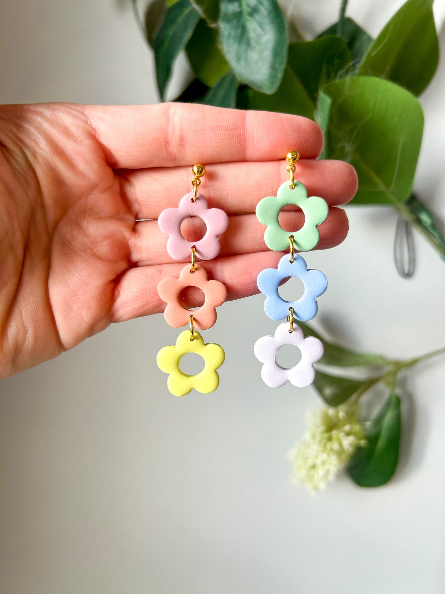 Rainbow Flower Donut Dangles