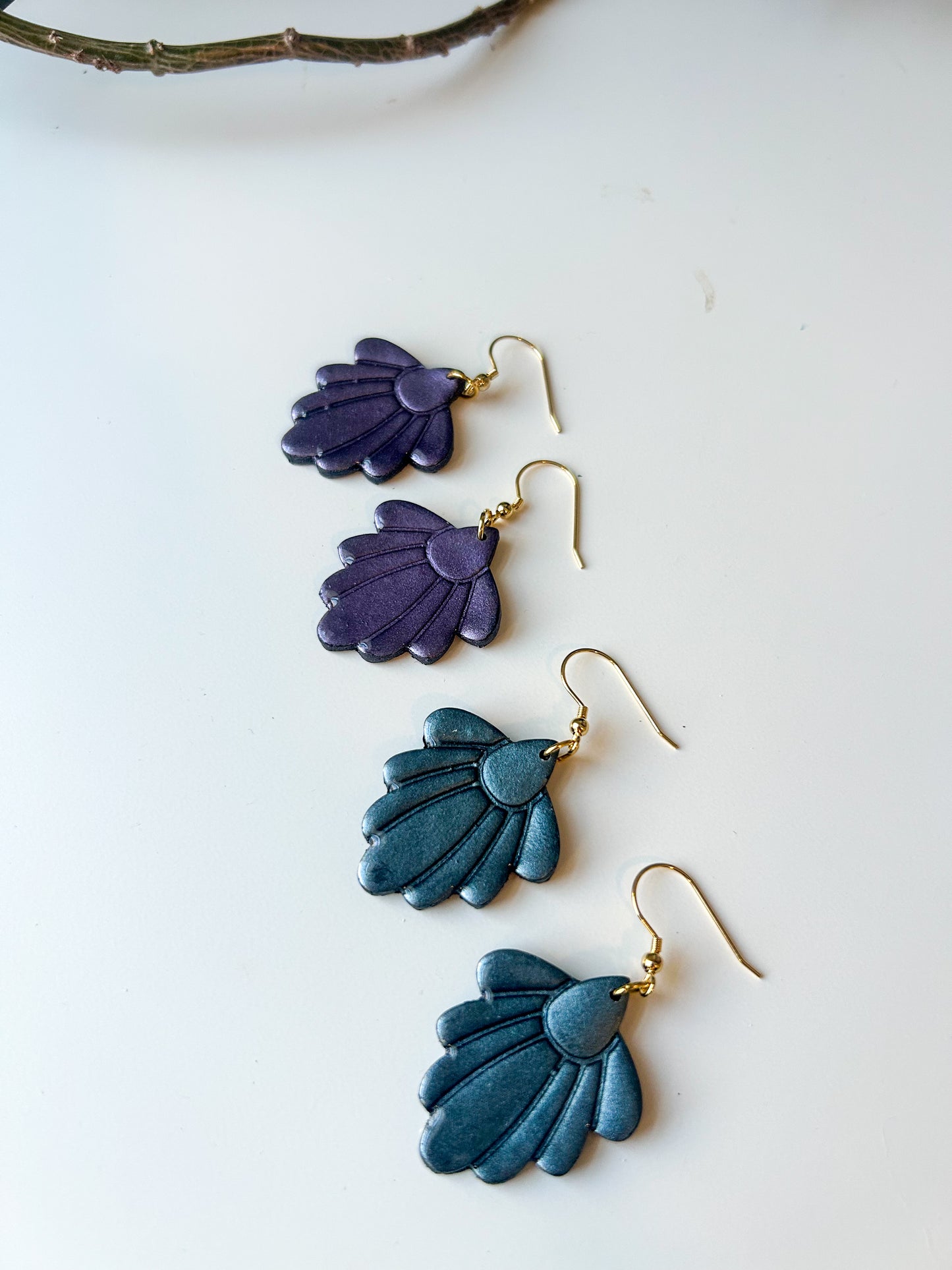 Mica Powder Scallop Dangles