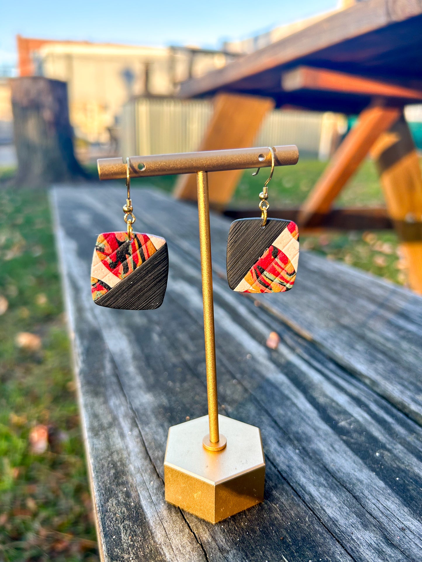 Checker and Swirl Square Dangles