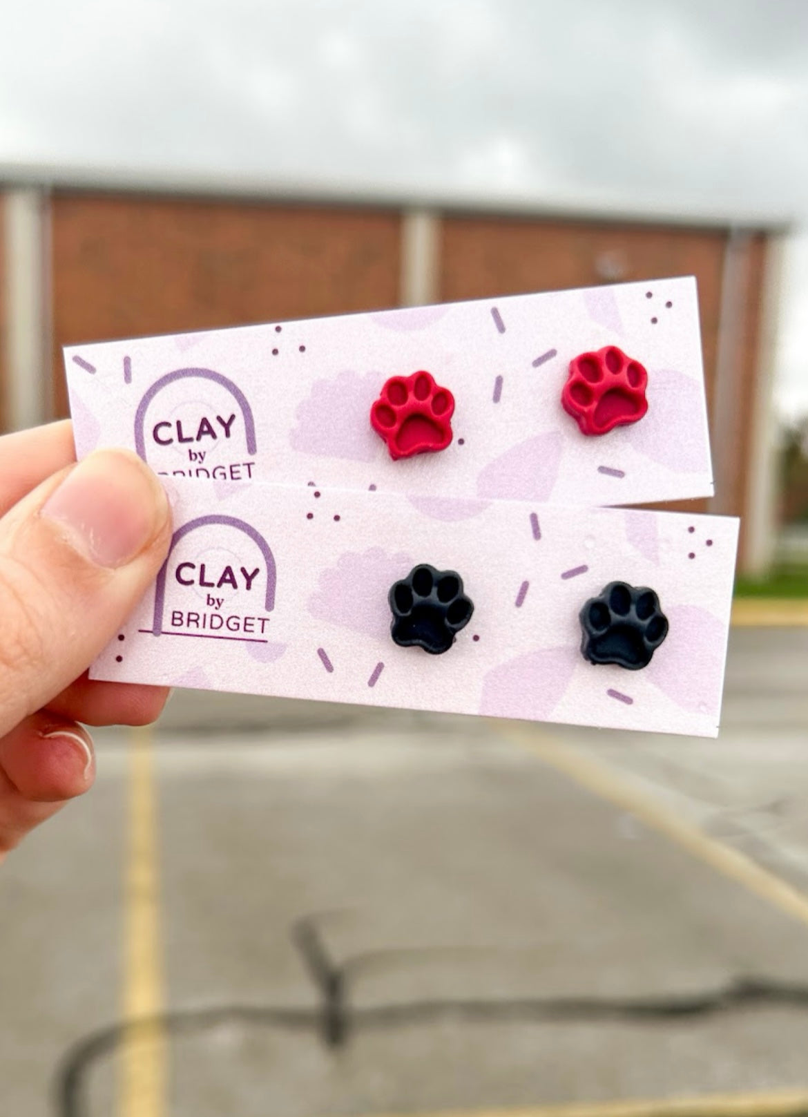 Pawprint Stamped Studs- Any color available. See description for instructions.