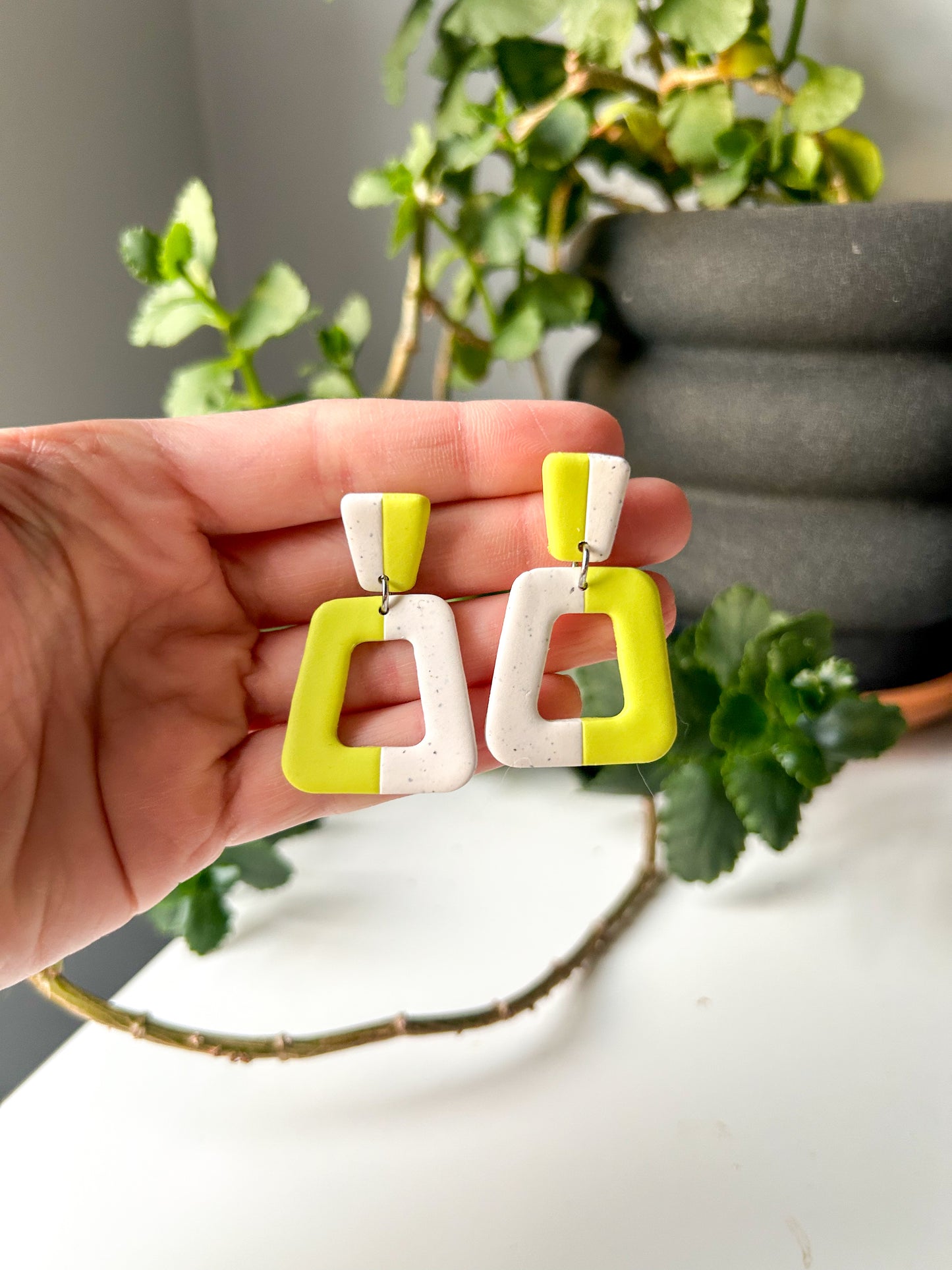 Colorblock Rounded Trapezoid Dangles