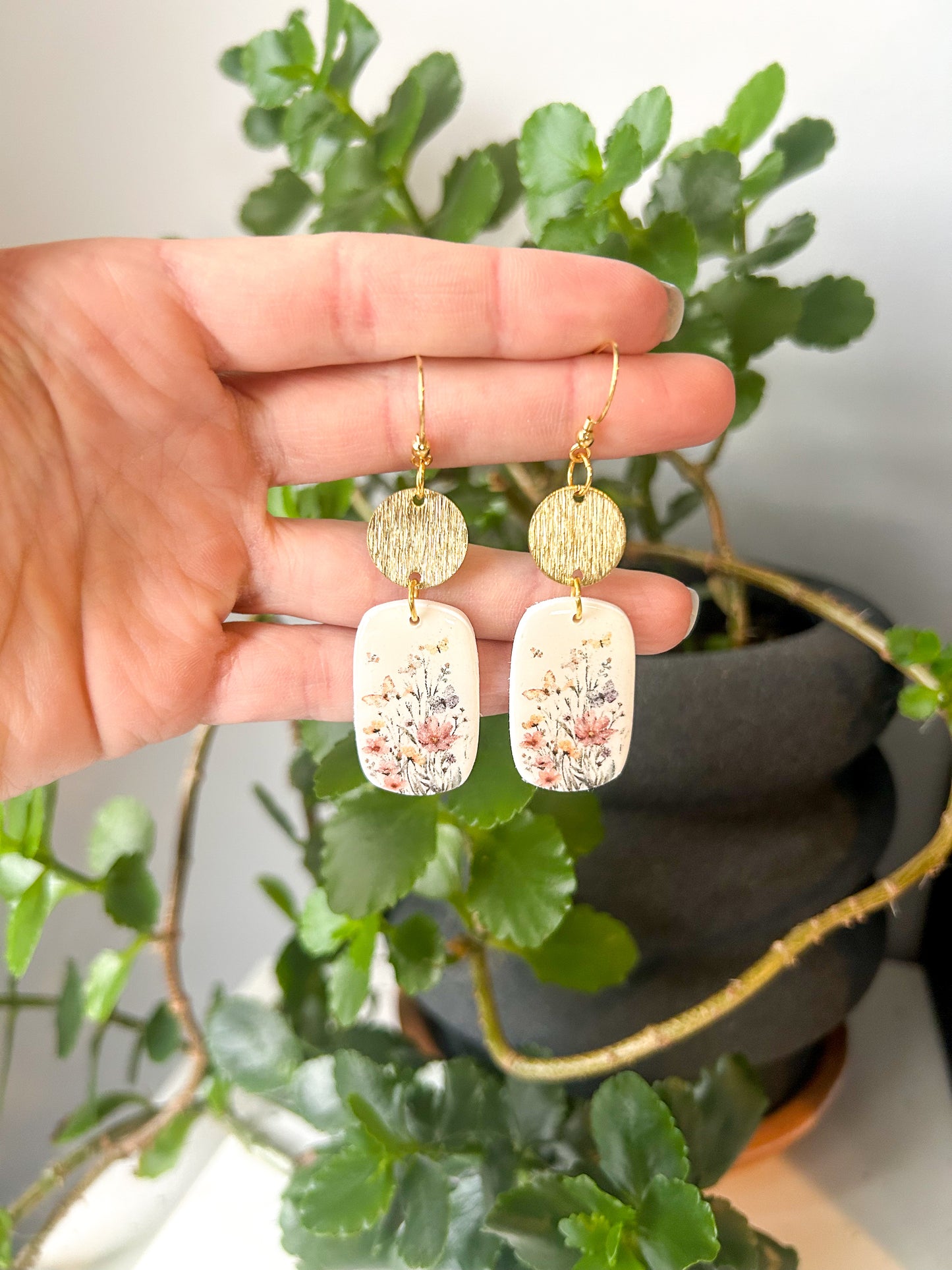 Wildflower and Butterfly Oval Dangles