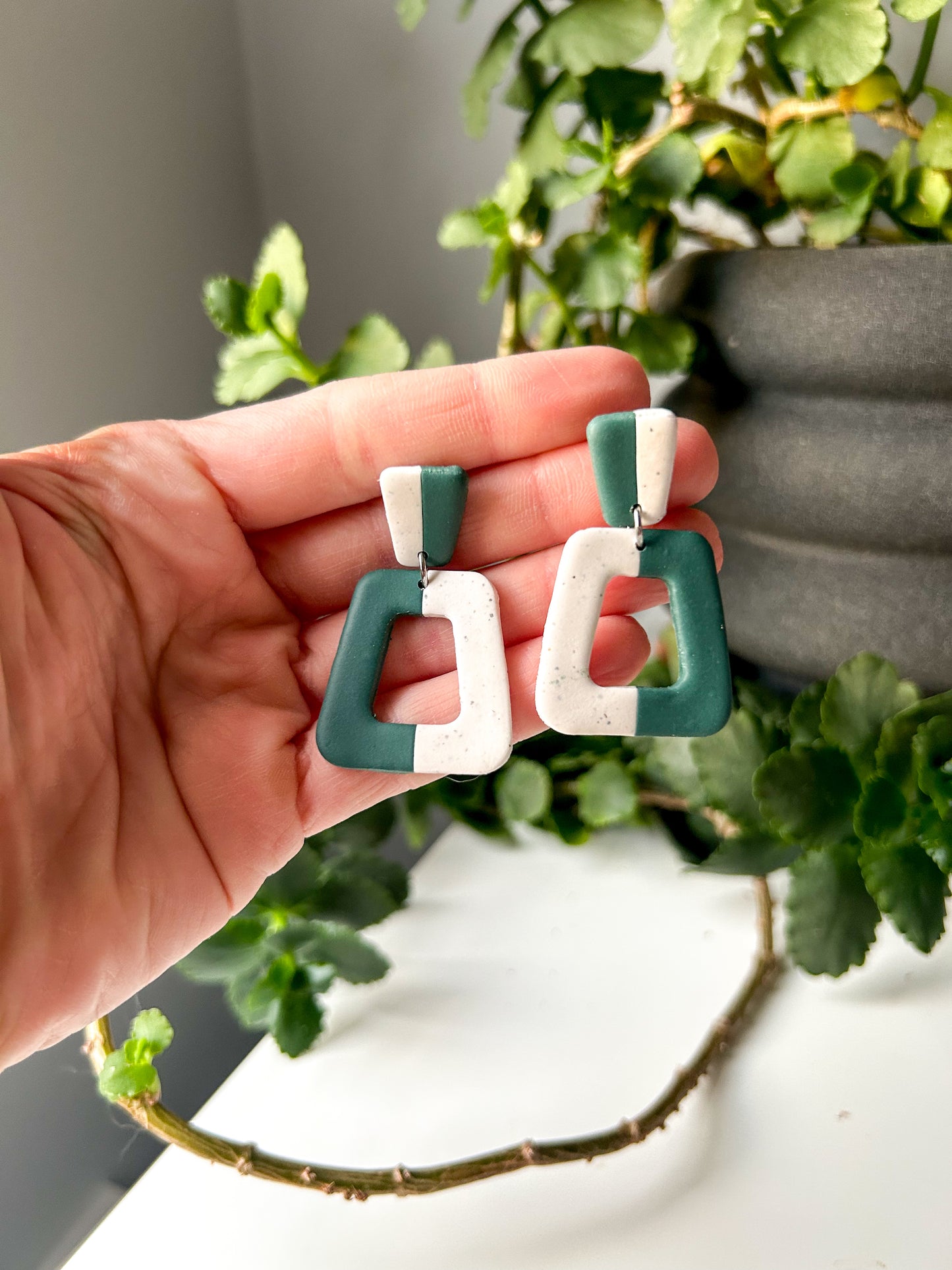 Colorblock Rounded Trapezoid Dangles