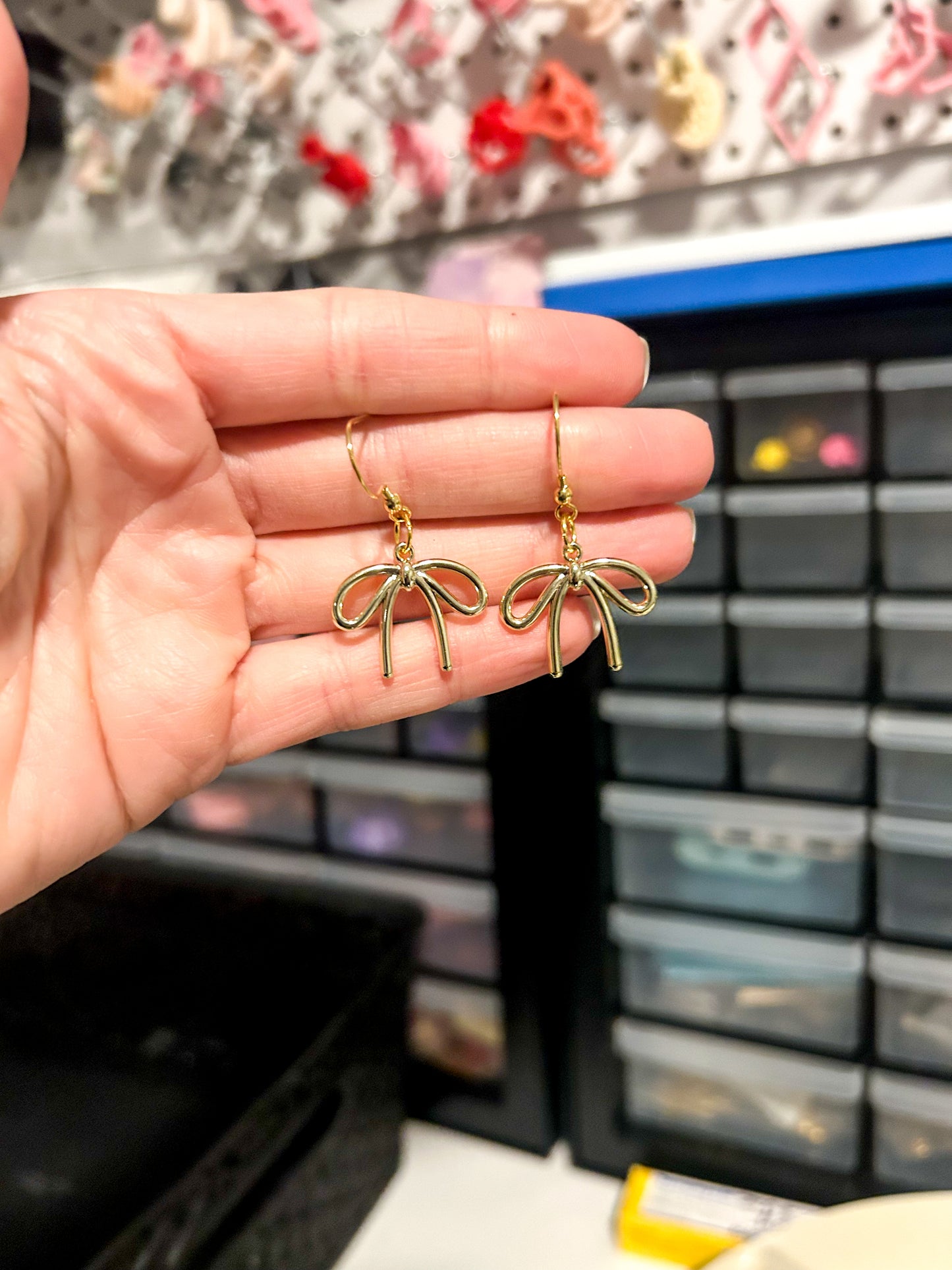 Silver and Gold Metal Bow Dangles