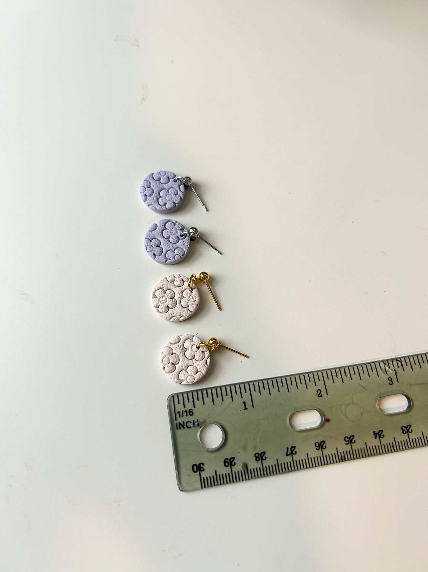 Flower Texture Mini Circle Dangles