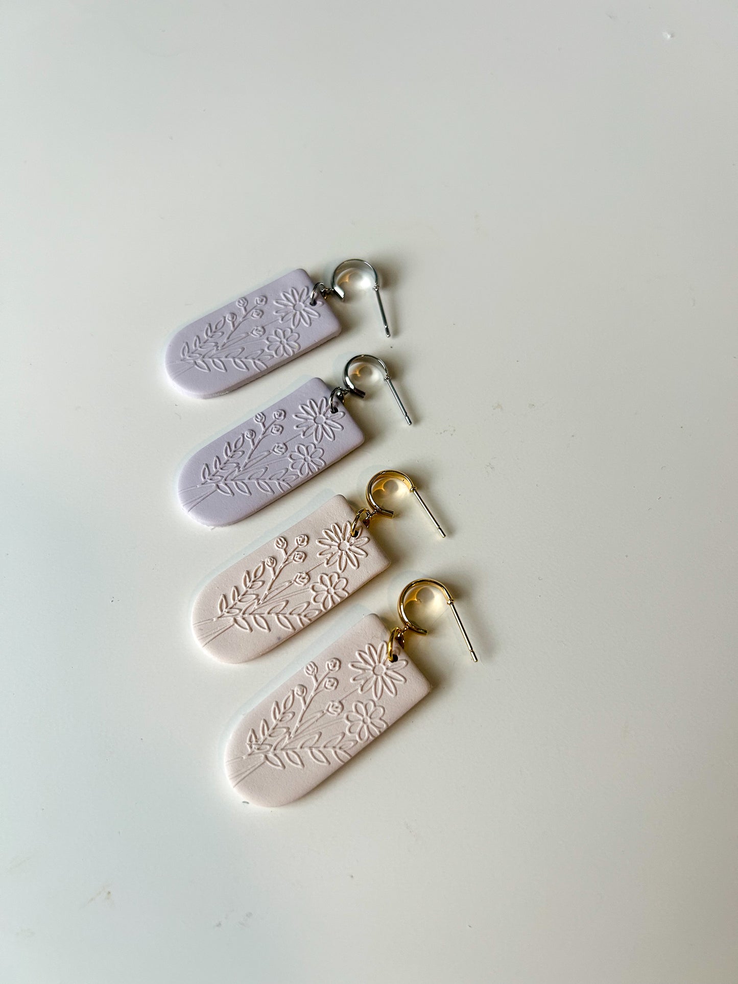 Wildflower Texture Huggie Drop Dangles