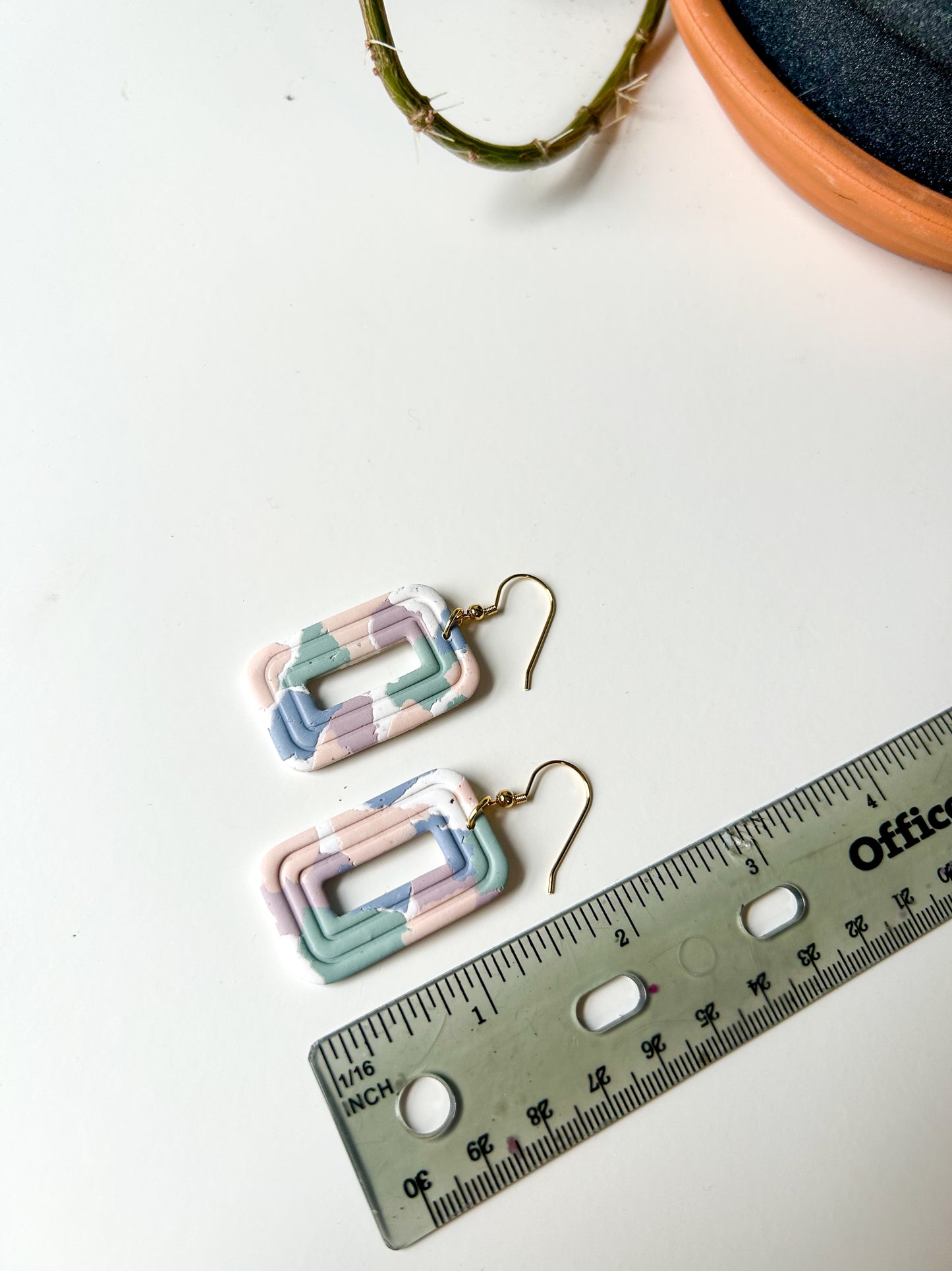 Muted Camo Embossed Square Dangles