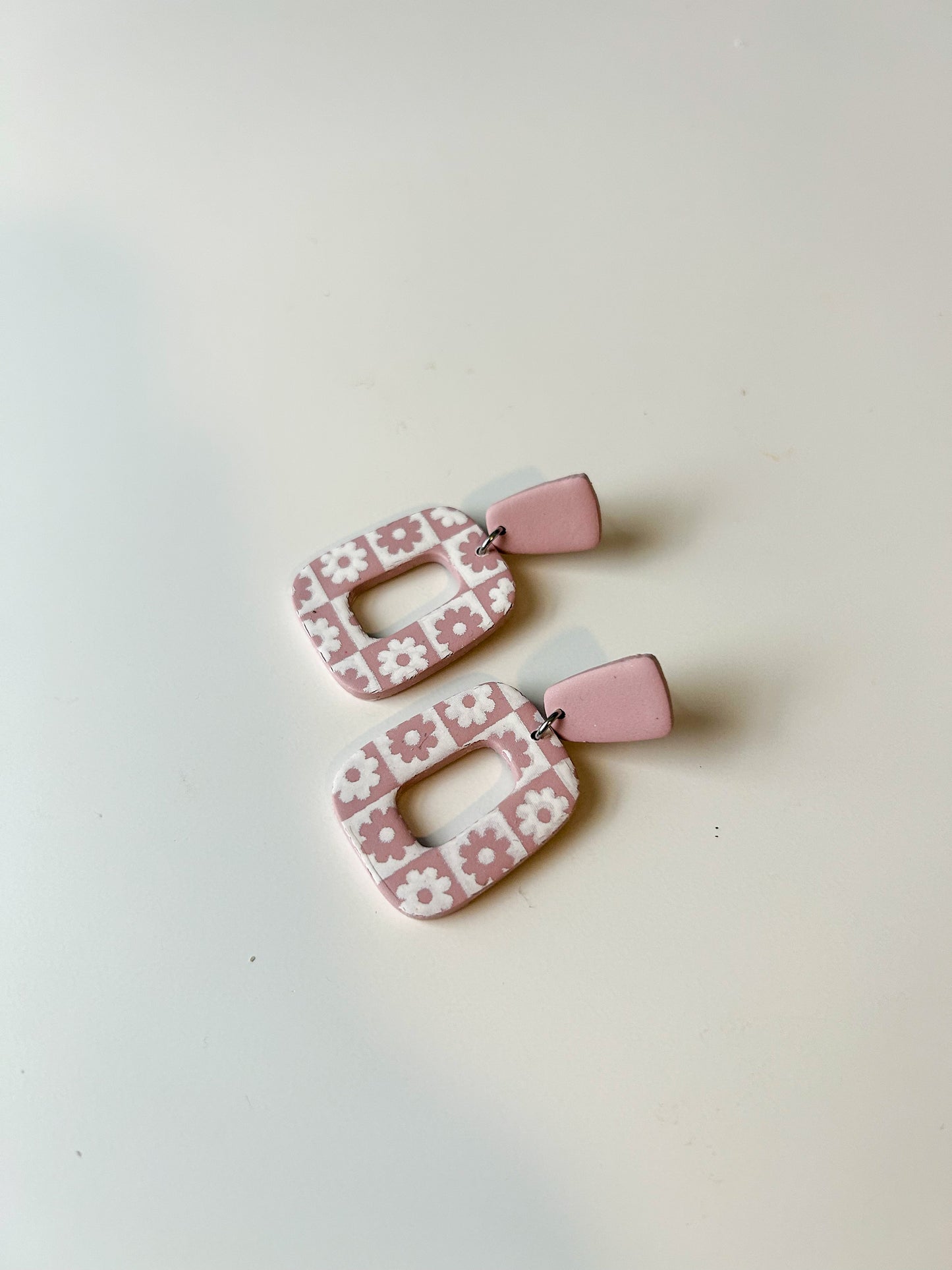 Mauve Retro Flower Donut Dangles