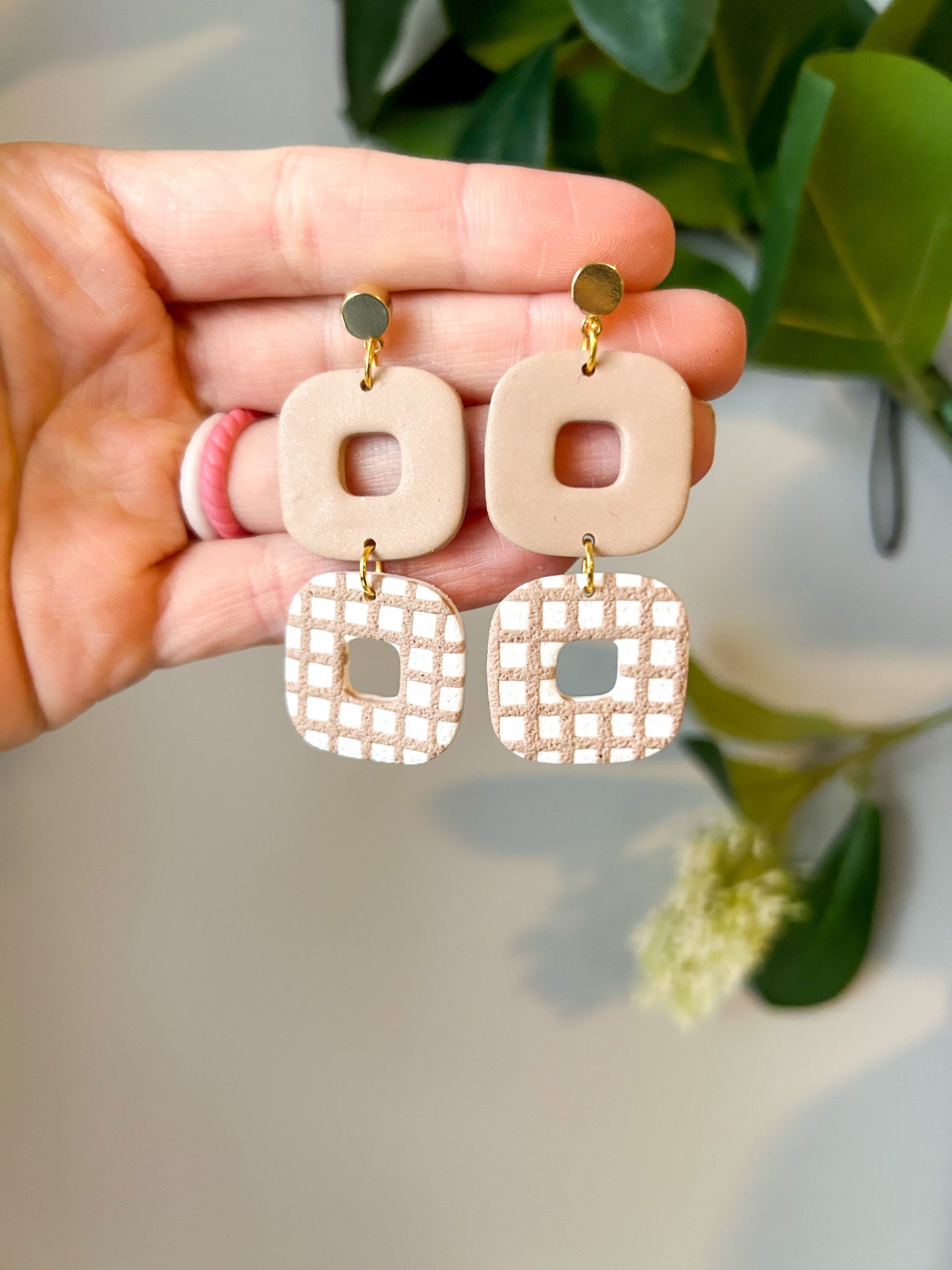 Nude Grid Double Dangles