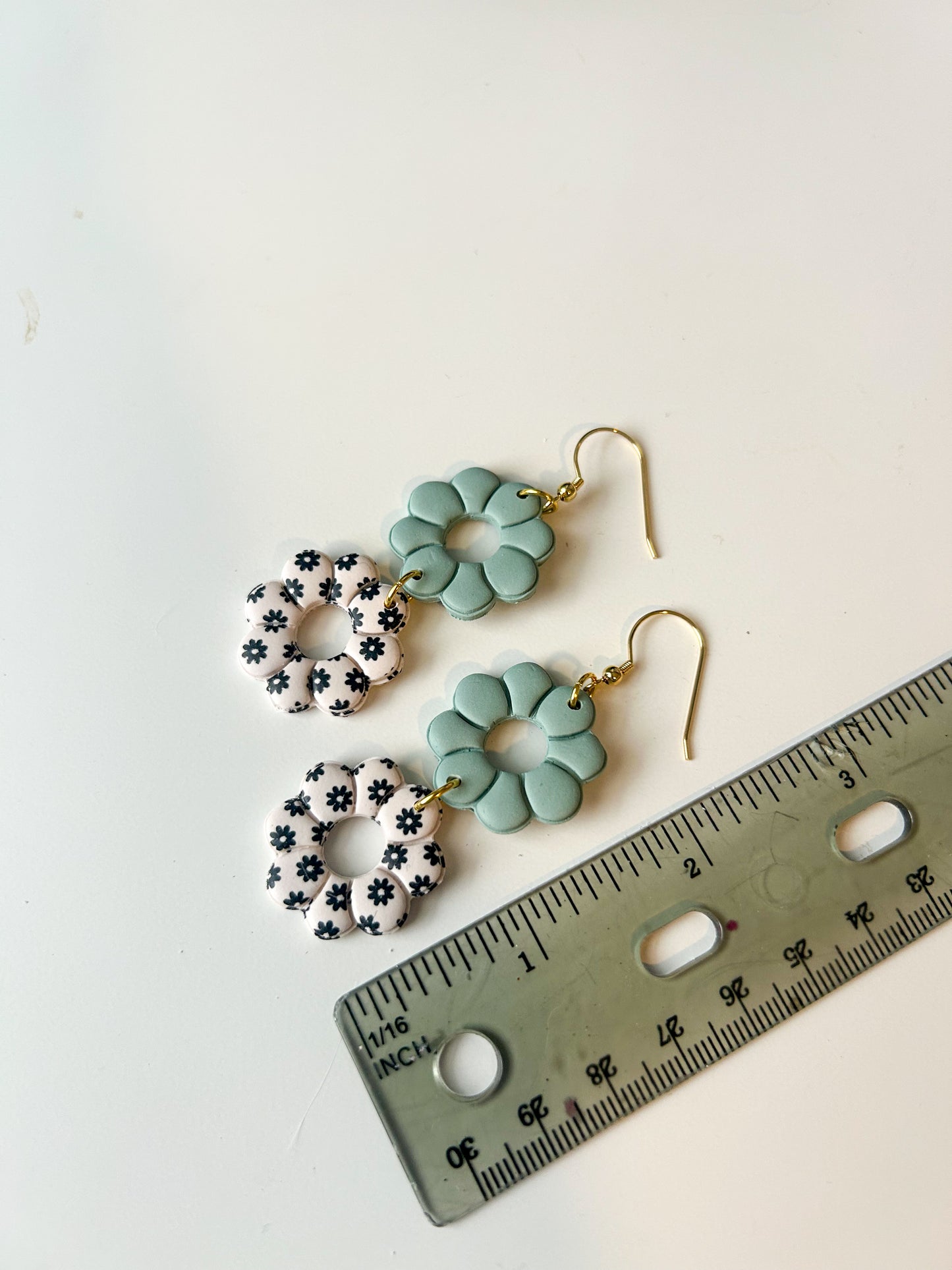 Black Daisy and Green Dangles