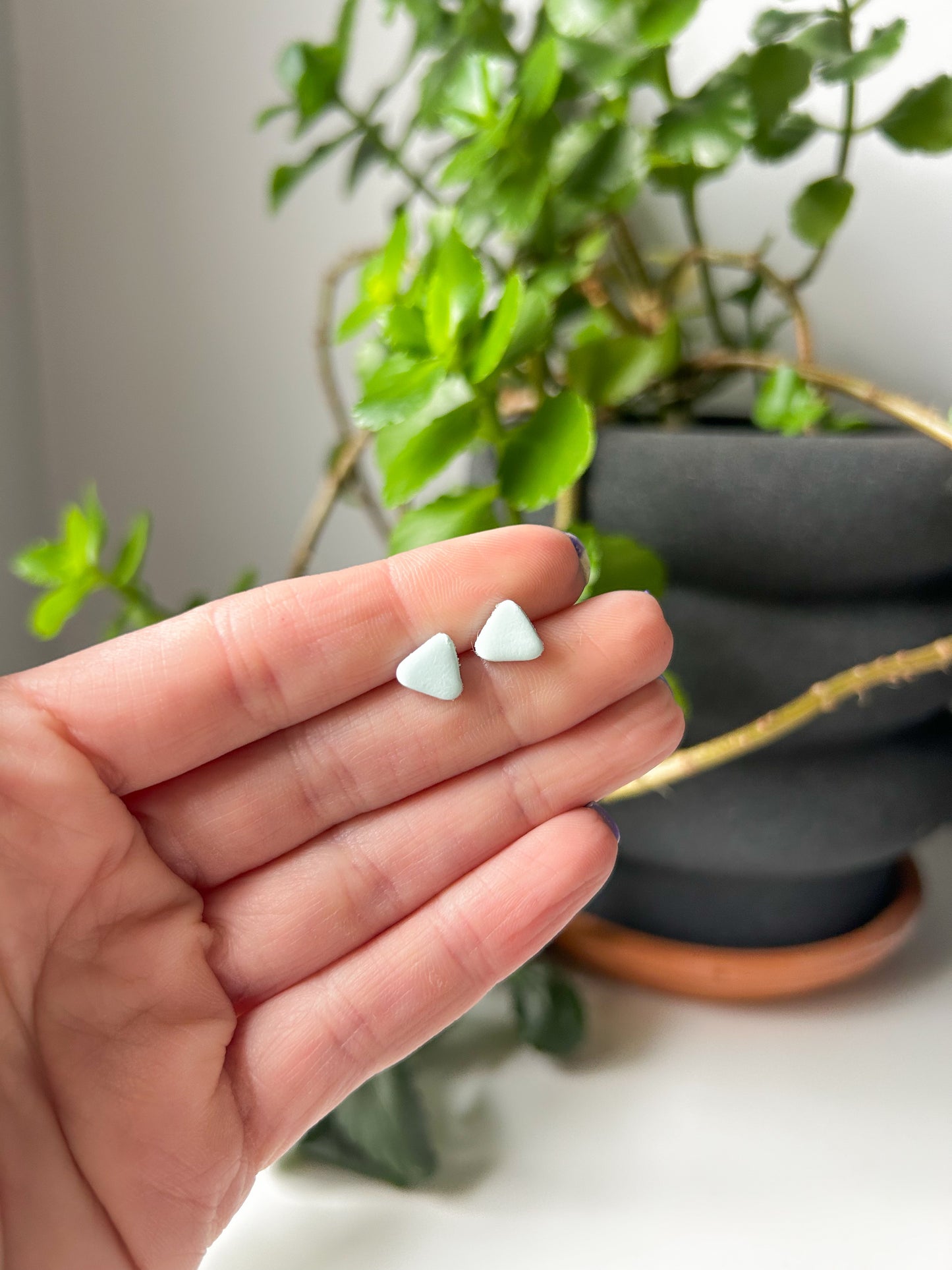 Light Blue Triangle Studs