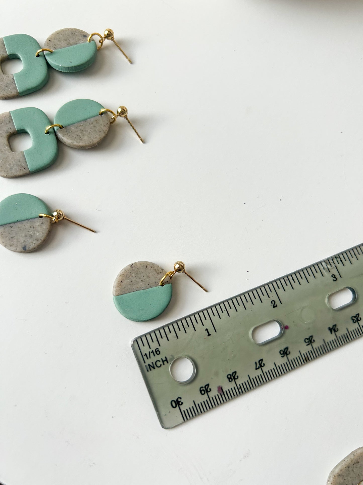 Green and Gray Color Block Dangles