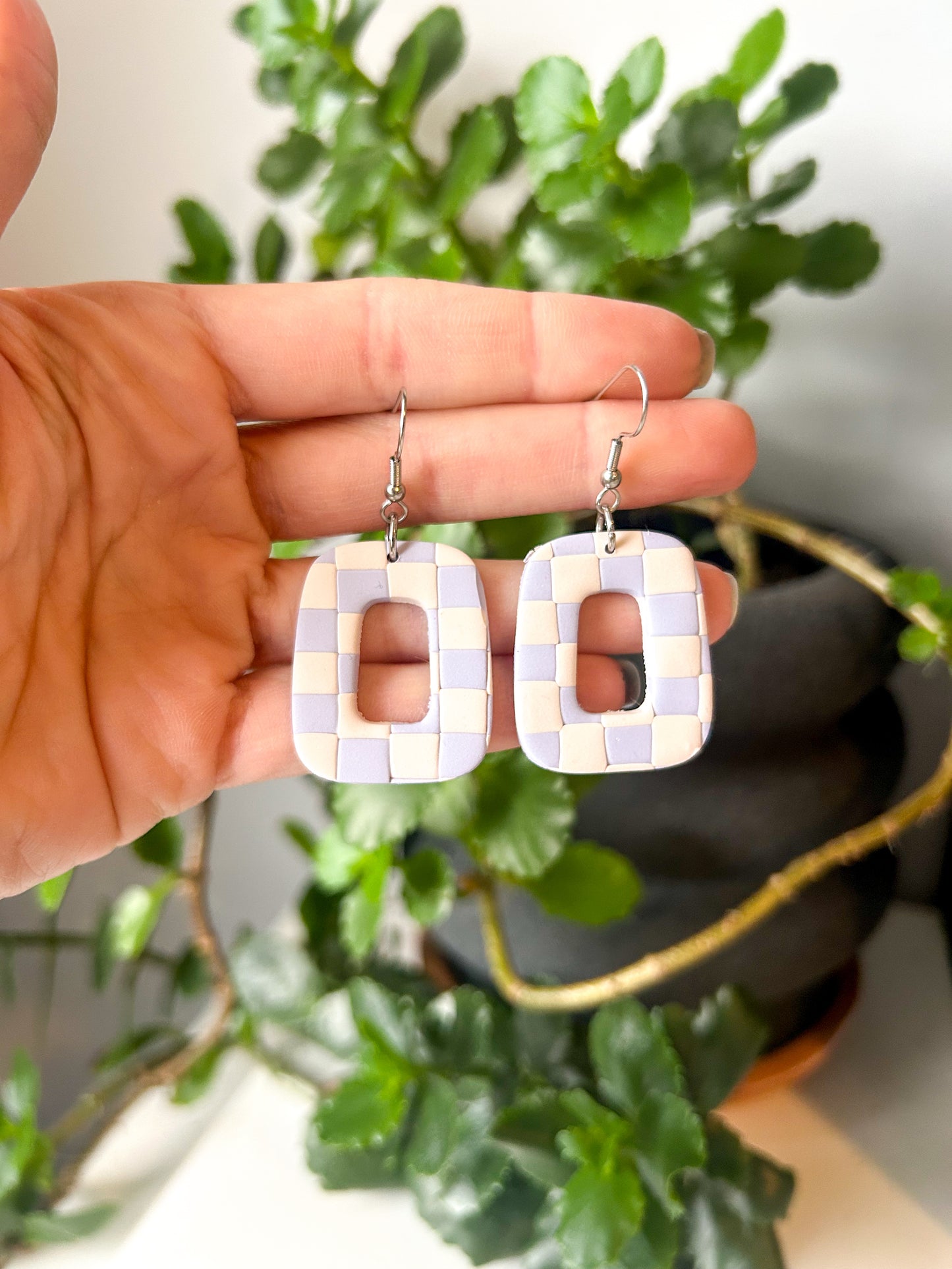 Cream and Periwinkle Donut Dangles