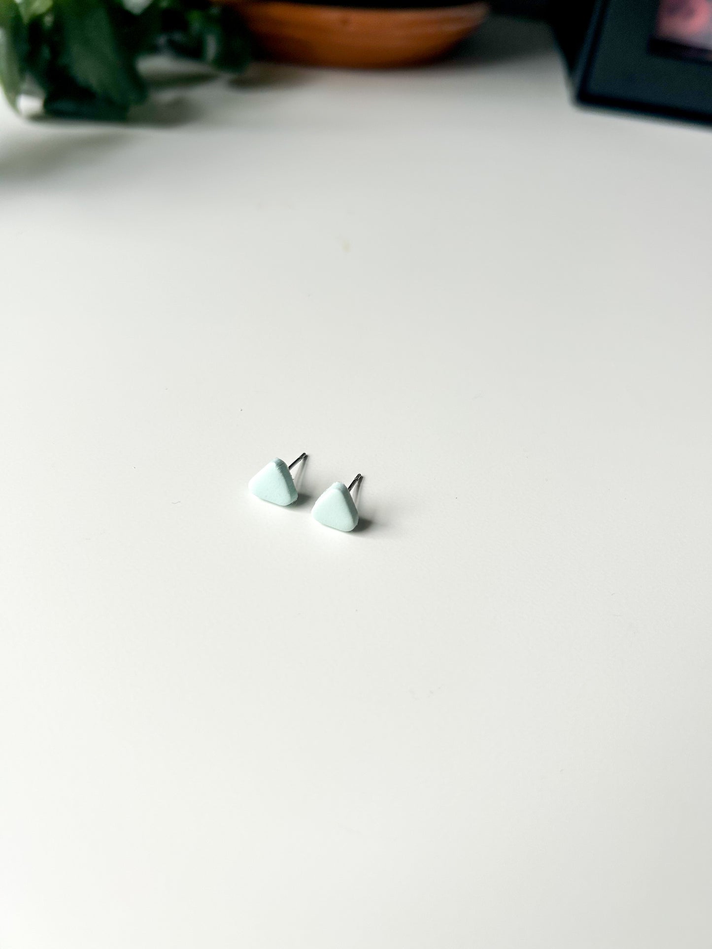 Light Blue Triangle Studs