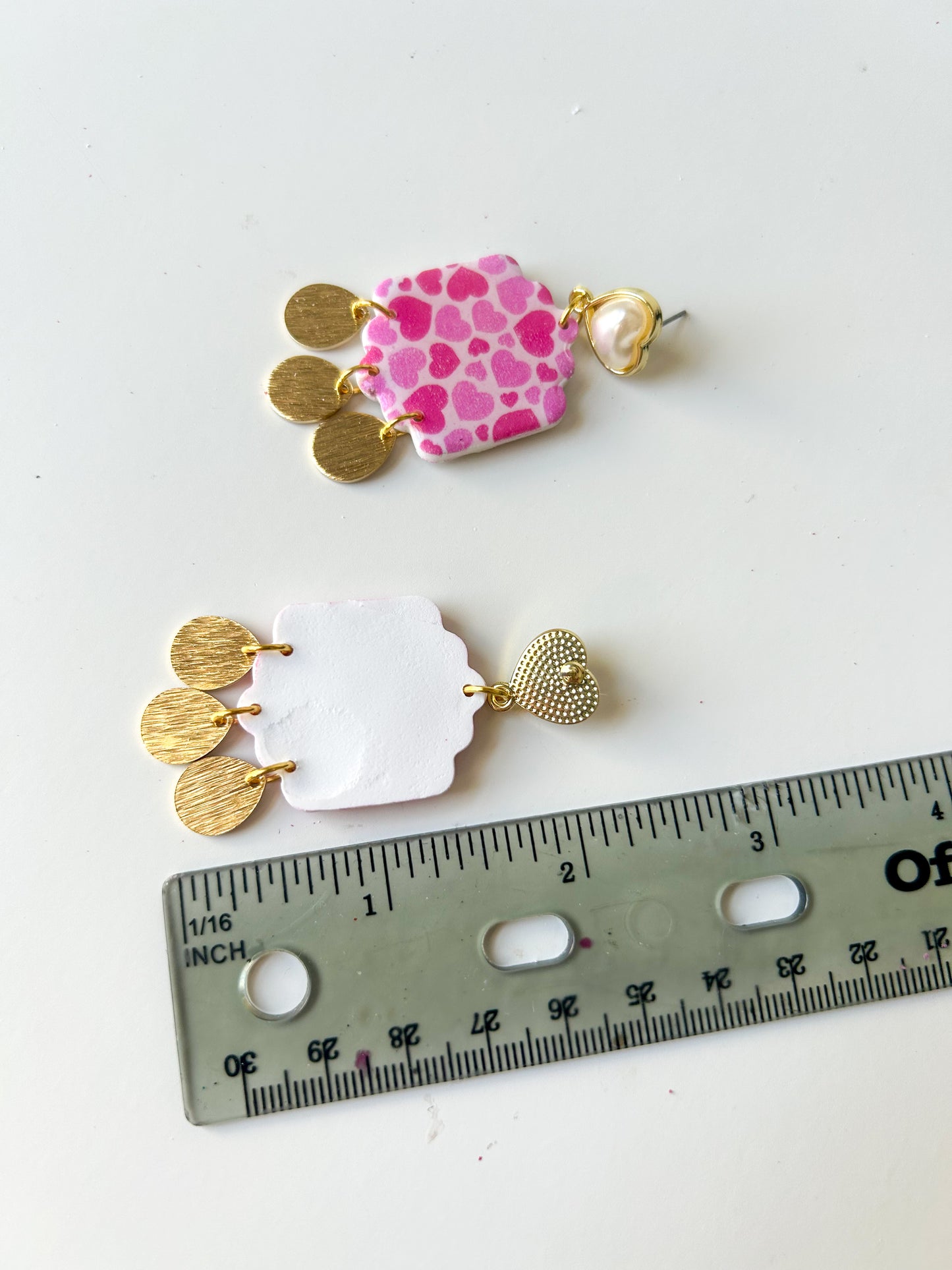 Pink Heart Scallop Pearl Dangles