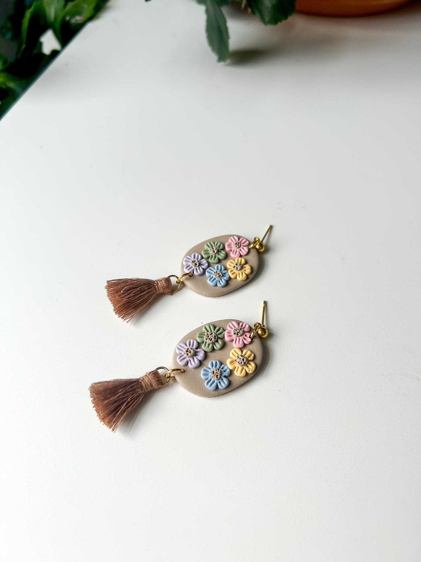 Rainbow Flower Tassel Dangles
