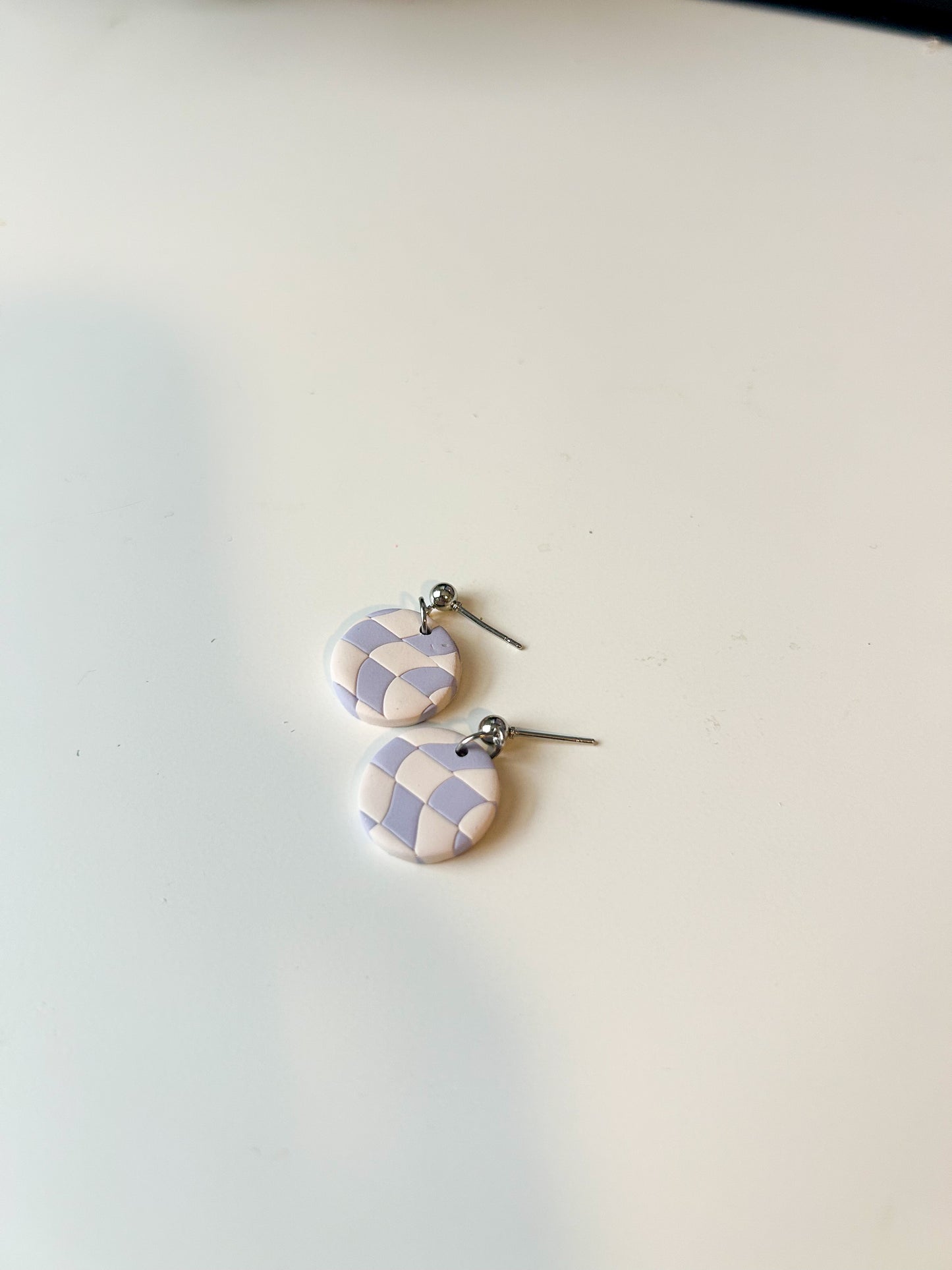 Wavy Checker Circle Dangles