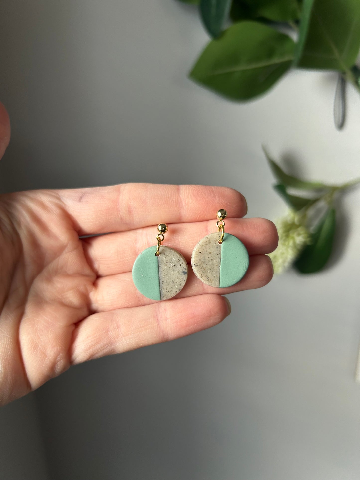 Green and Gray Color Block Dangles