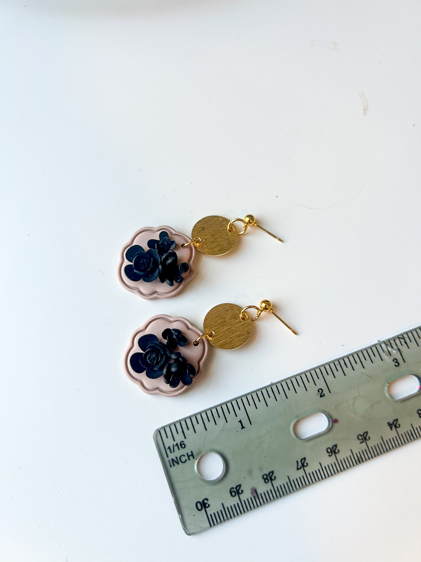 Black Floral Frame Dangles