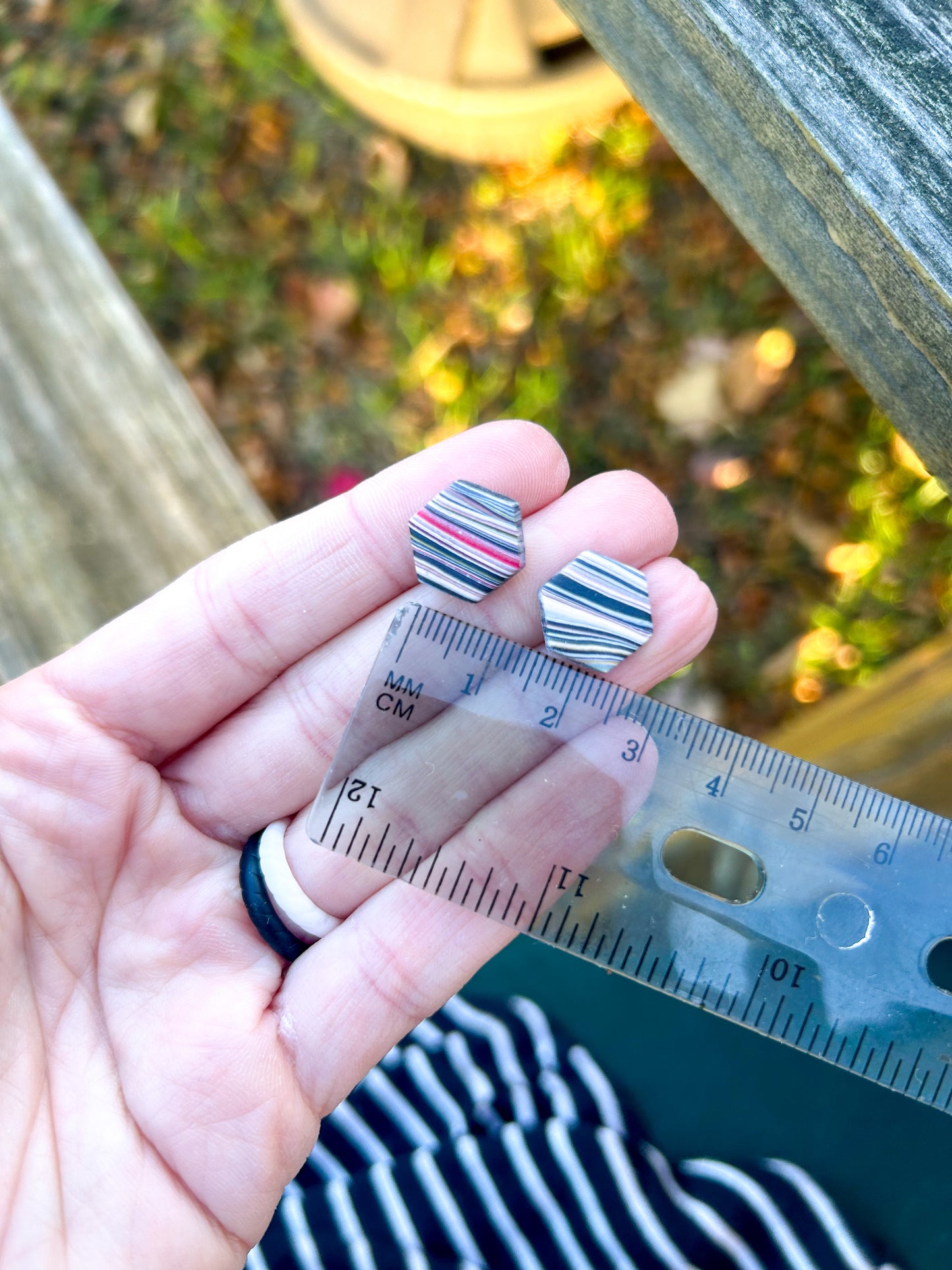 Hexagon Stripe Studs
