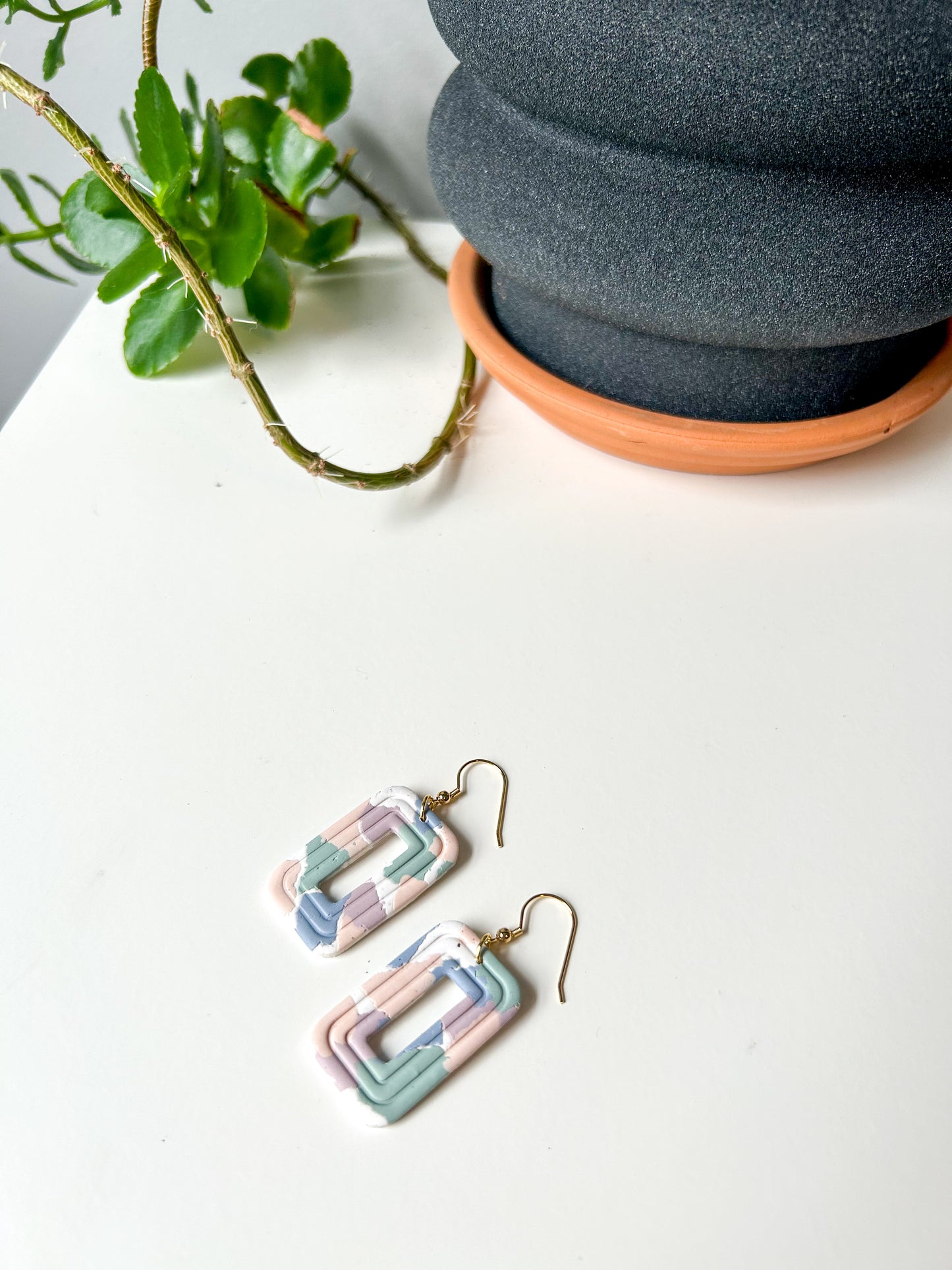 Muted Camo Embossed Square Dangles