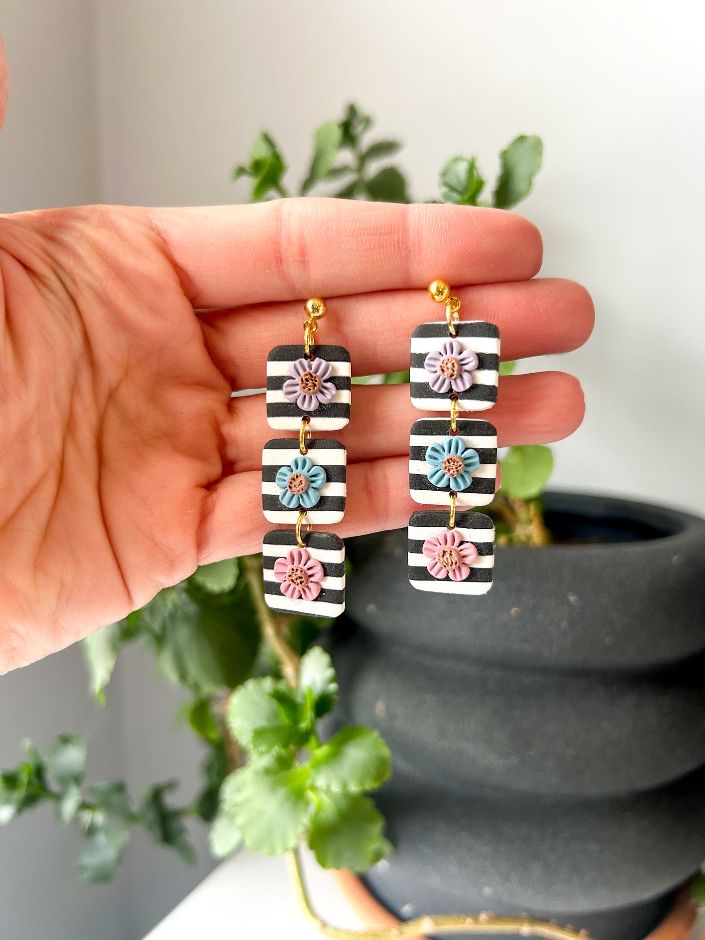 Striped Triple Flower Dangles