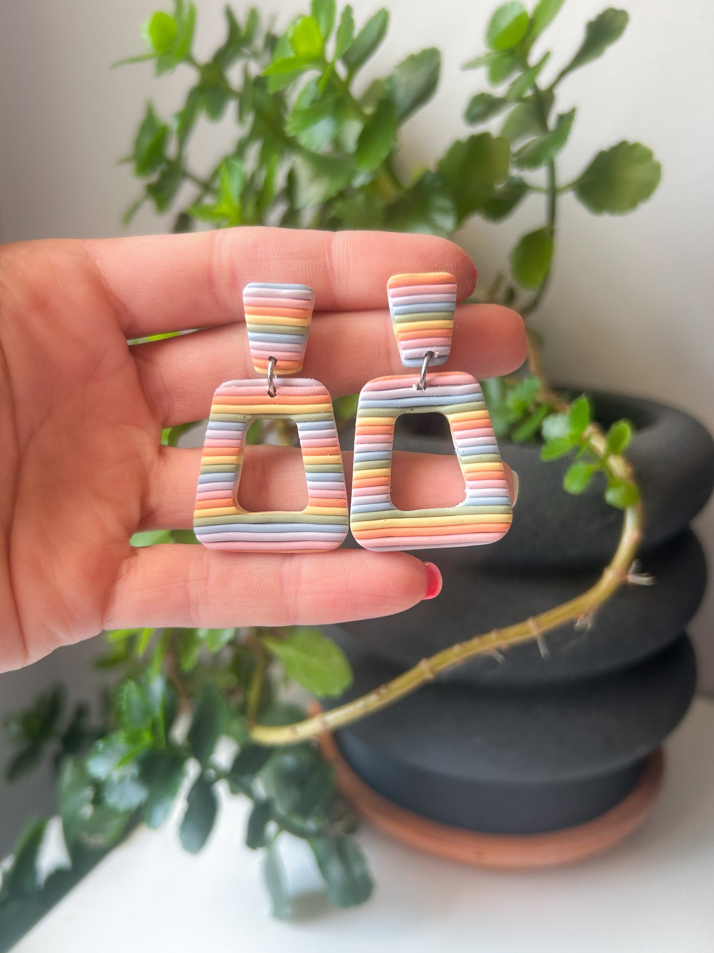 Rainbow Stripe Cutout Dangles