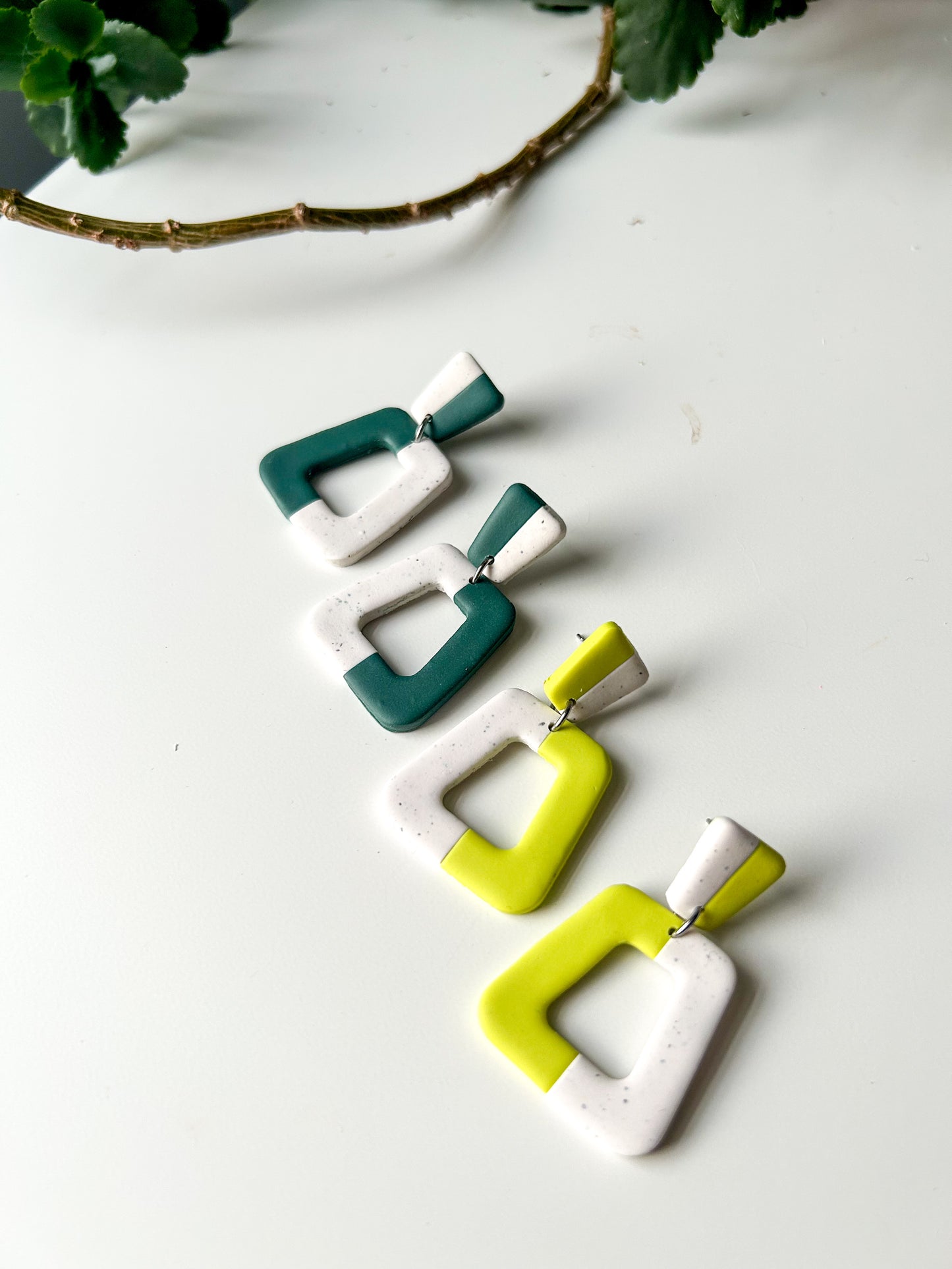 Colorblock Rounded Trapezoid Dangles