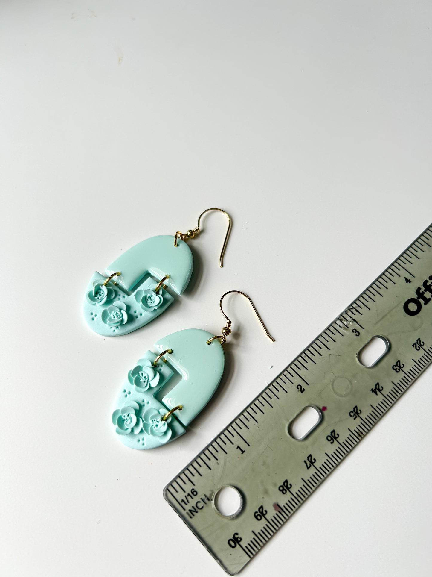 Mint 3D Flower Puzzle Dangles