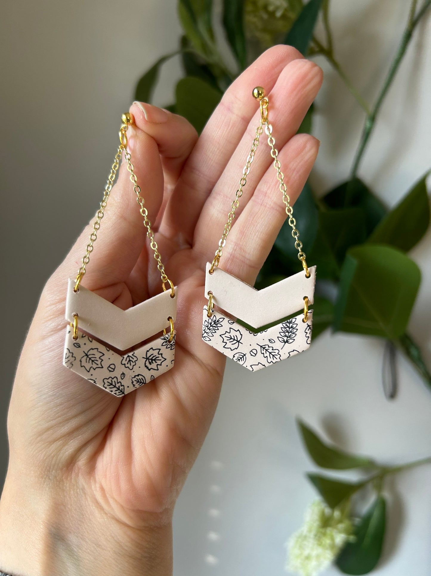Double Chevron Leaf Dangles
