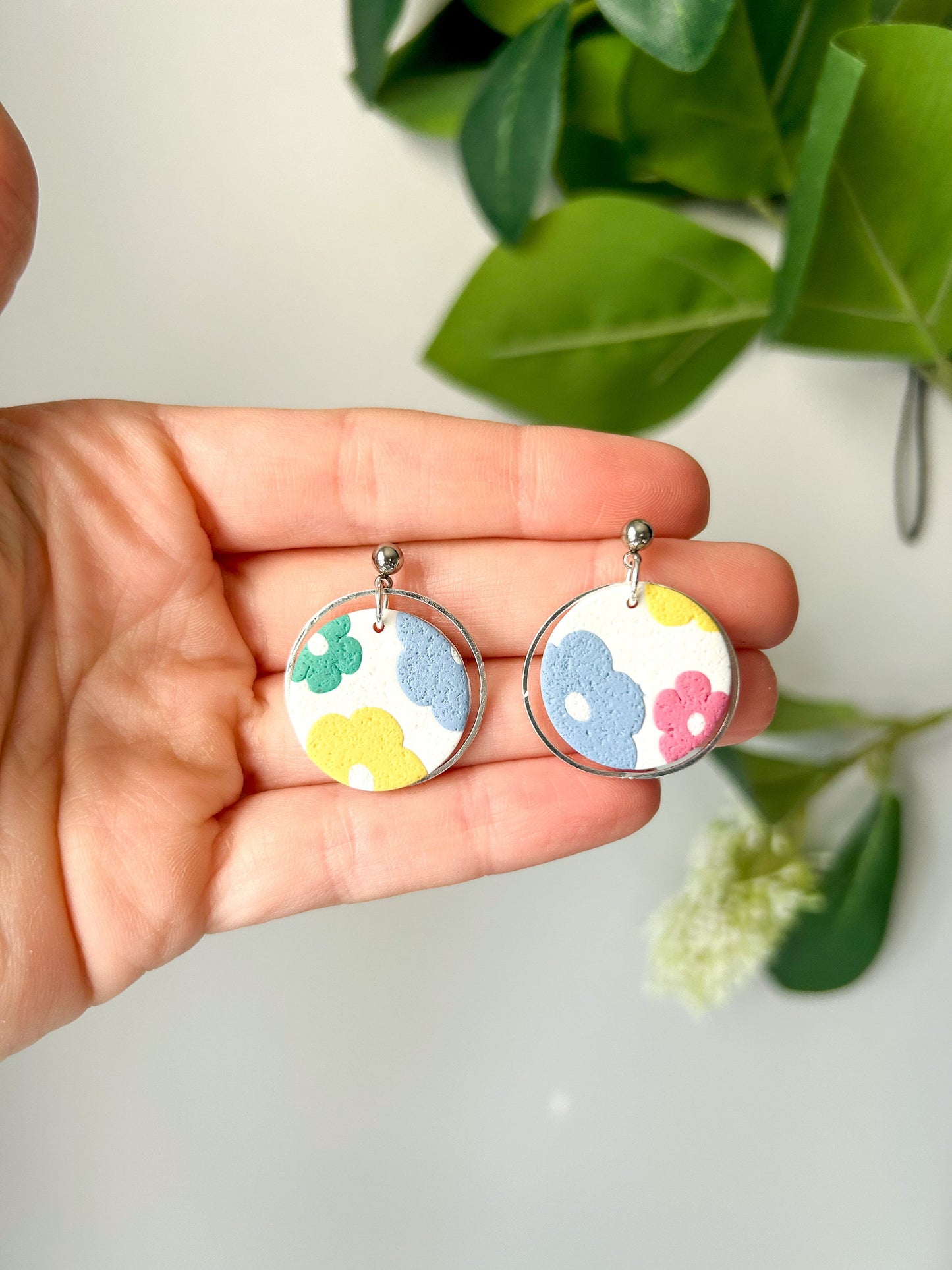 Retro Floral One Inch Dangles