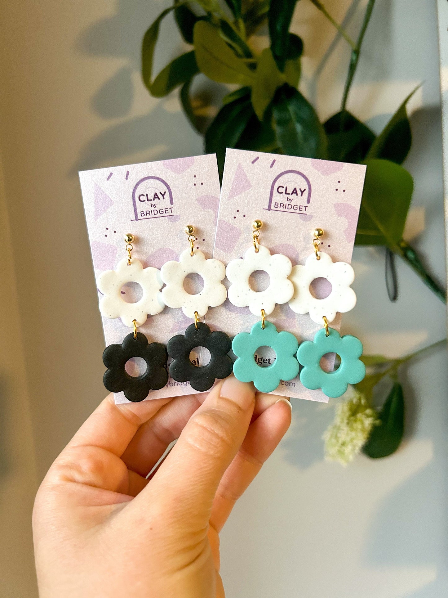 Double Retro Flower Dangles