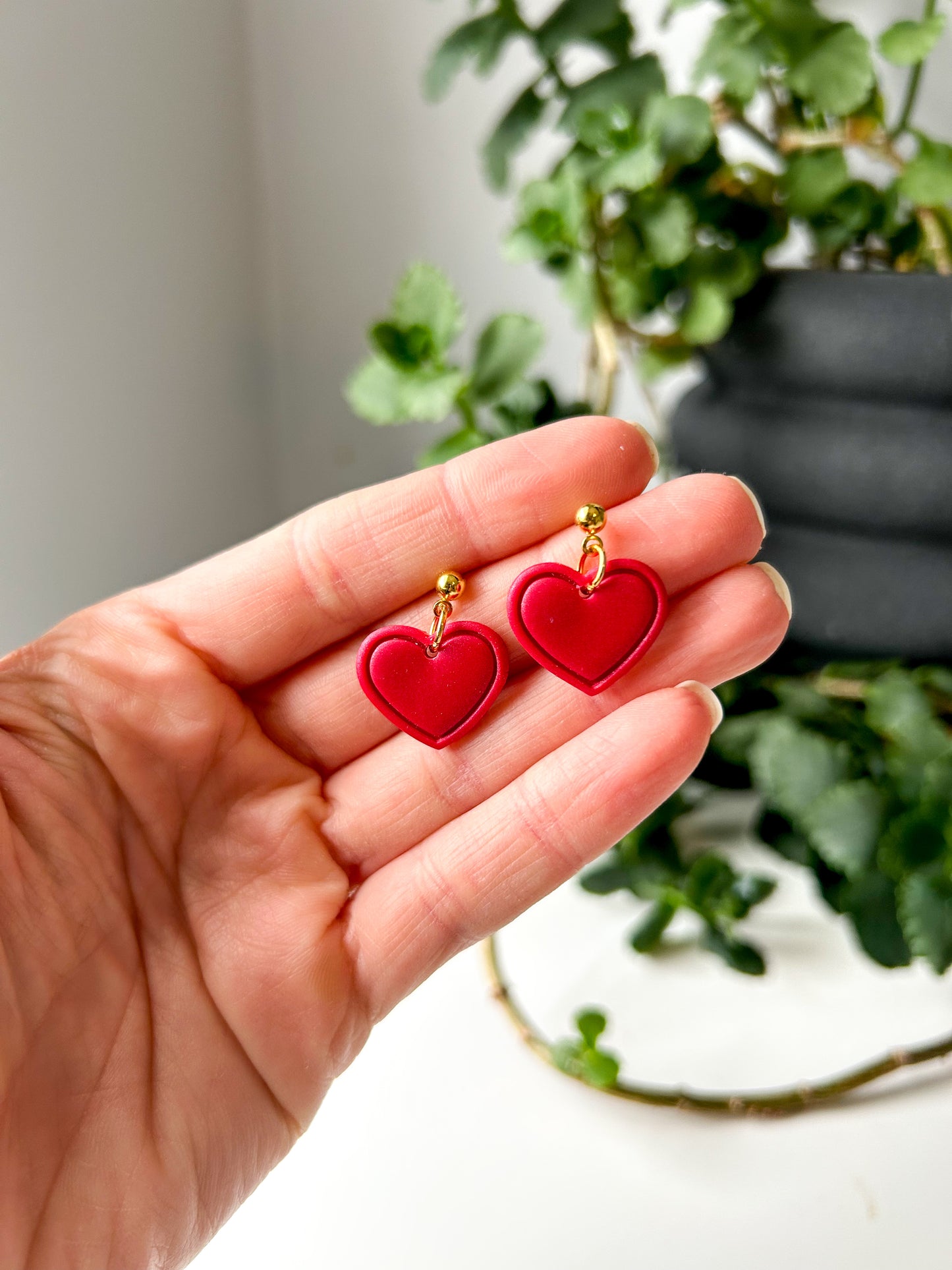 Red Framed Heart Dangles