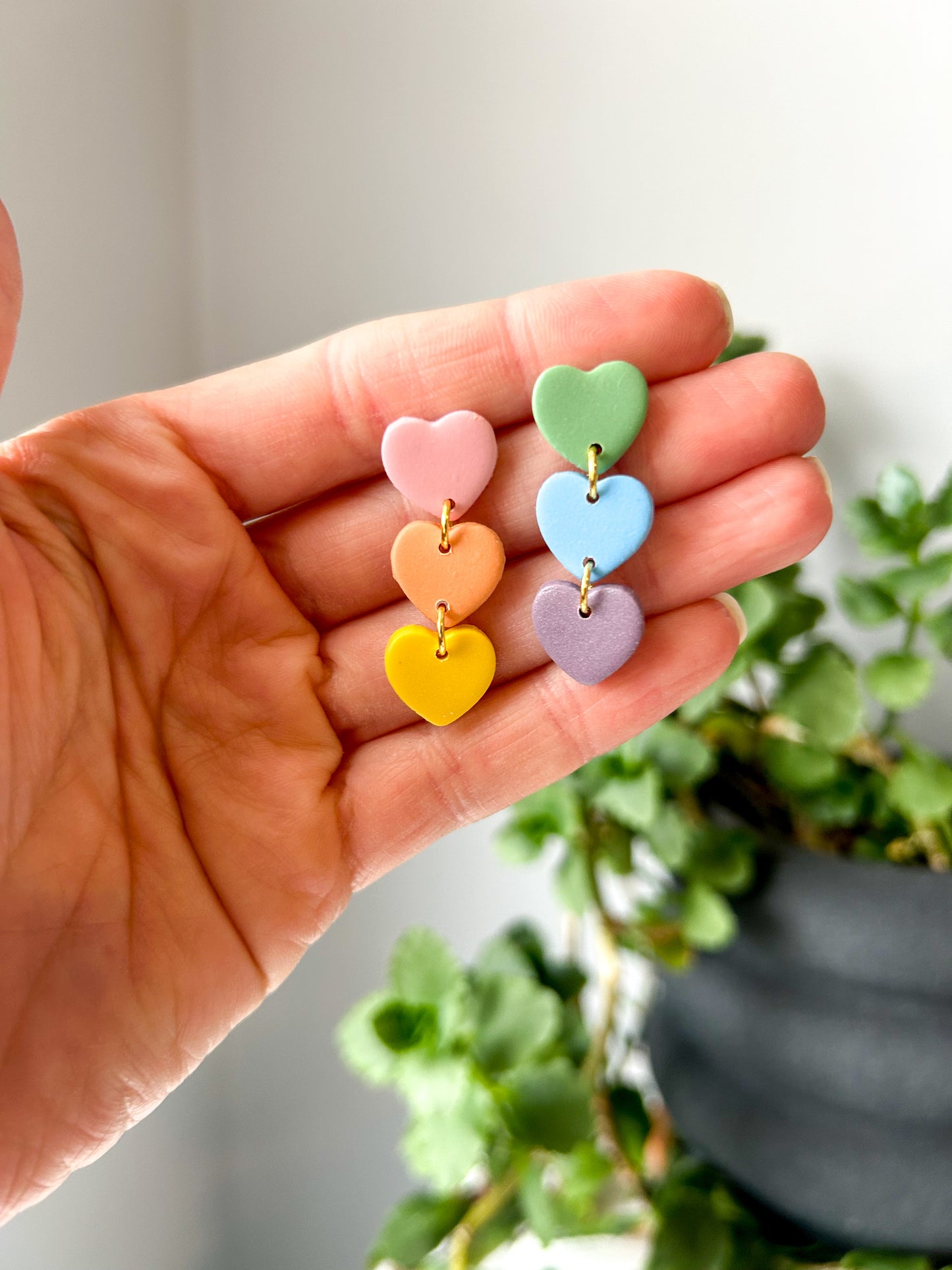 Rainbow Stacked Heart Dangles