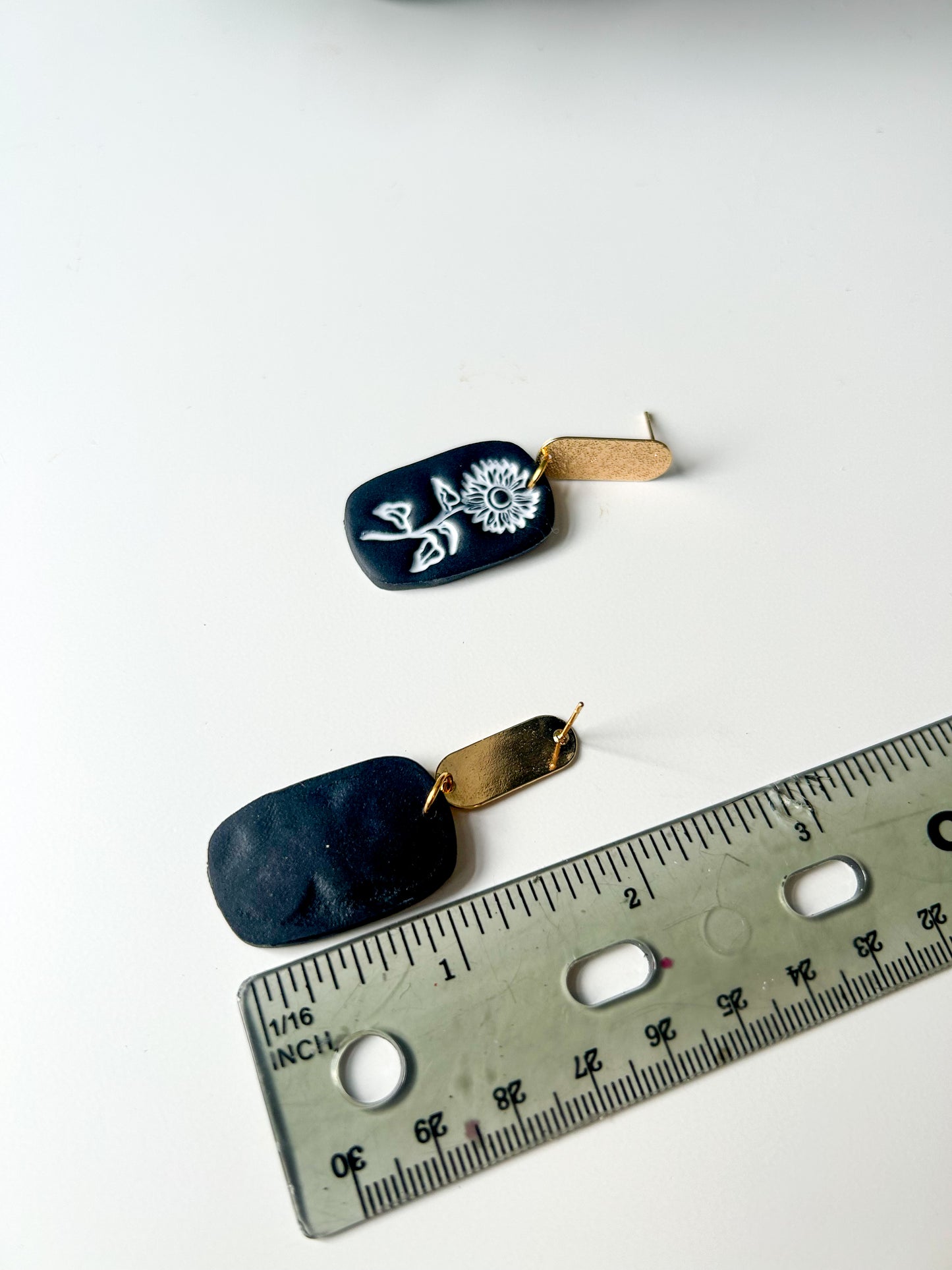 Black and White Sunflower Stamp Dangles