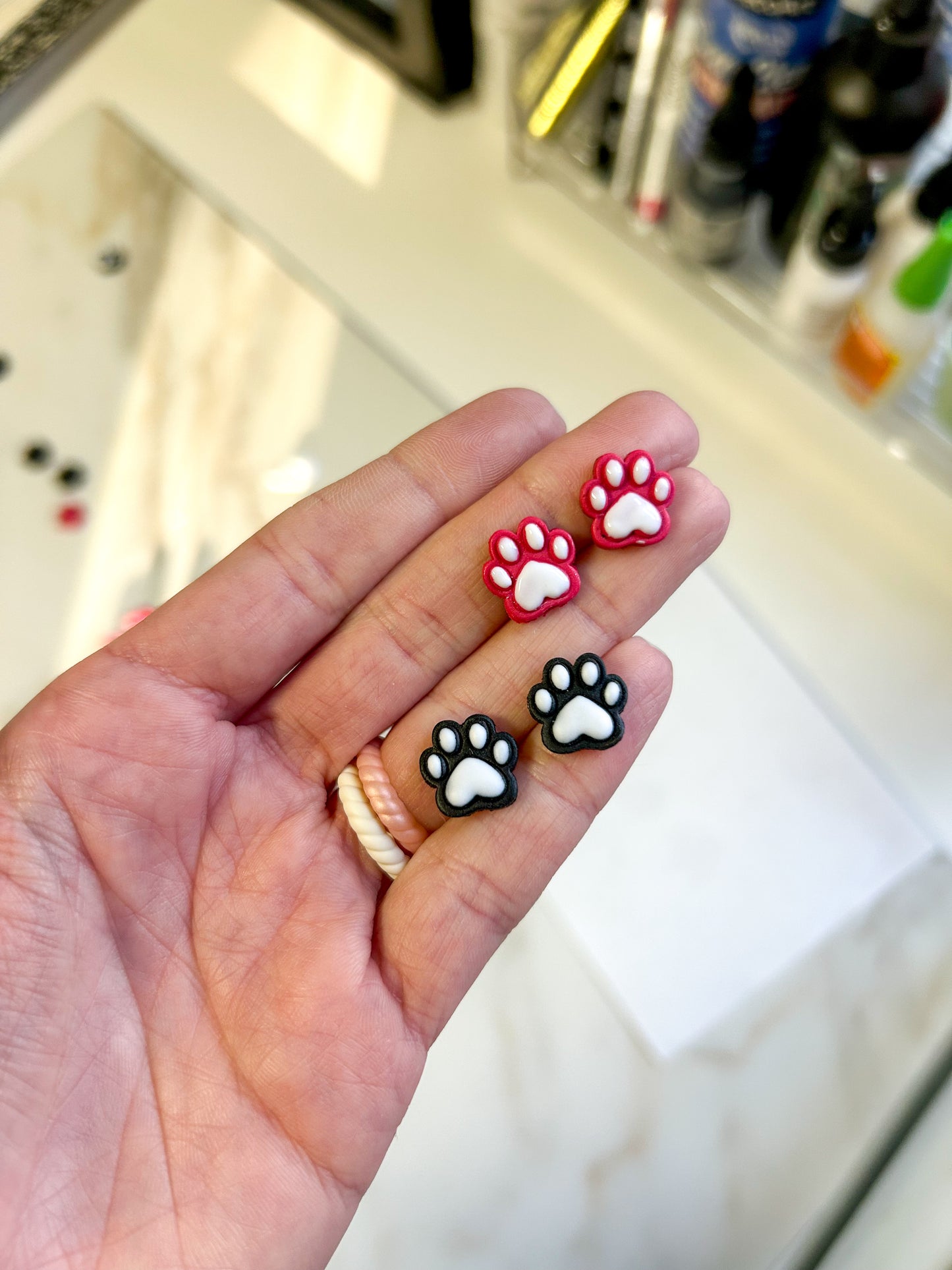 Paw Print Studs- Any Color Available. See description for instructions.