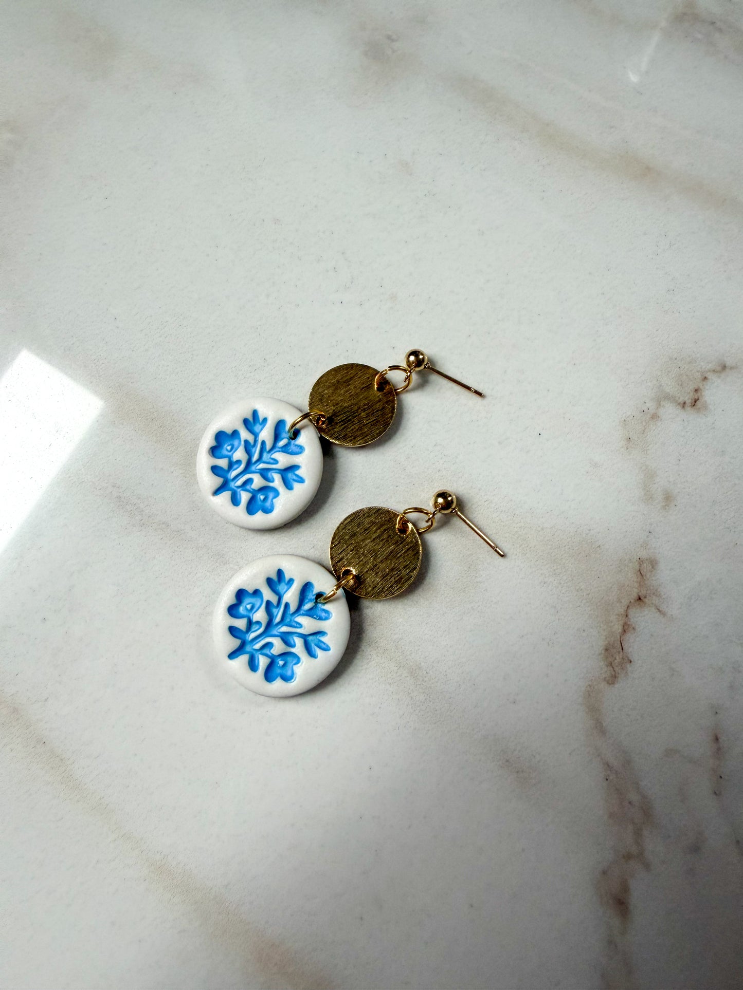 Blue Floral Stamp Dangles