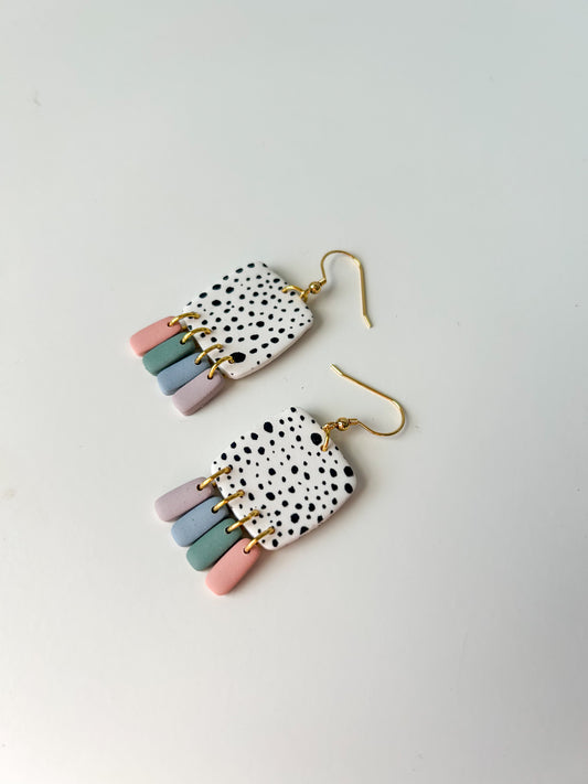 Muted Rainbow Dalmatian Dangles