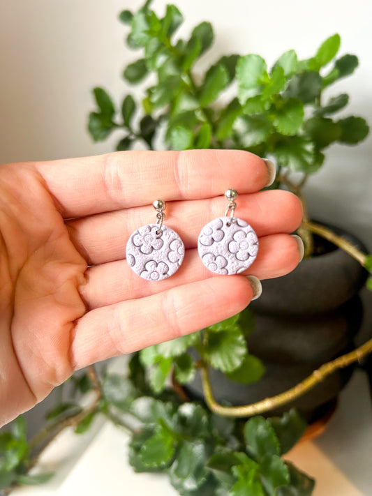 Flower Texture Mini Circle Dangles