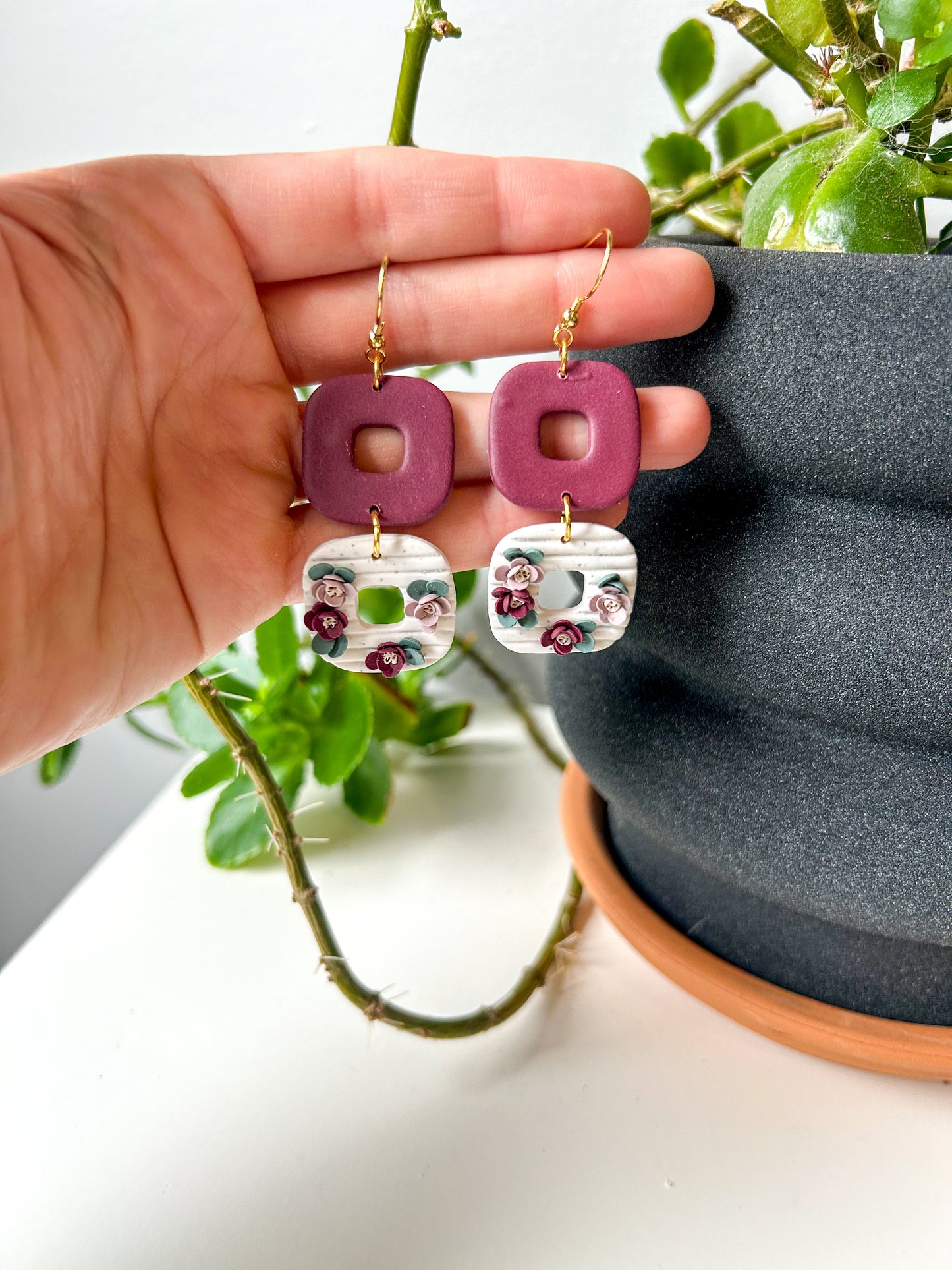 Purple Square Dangles